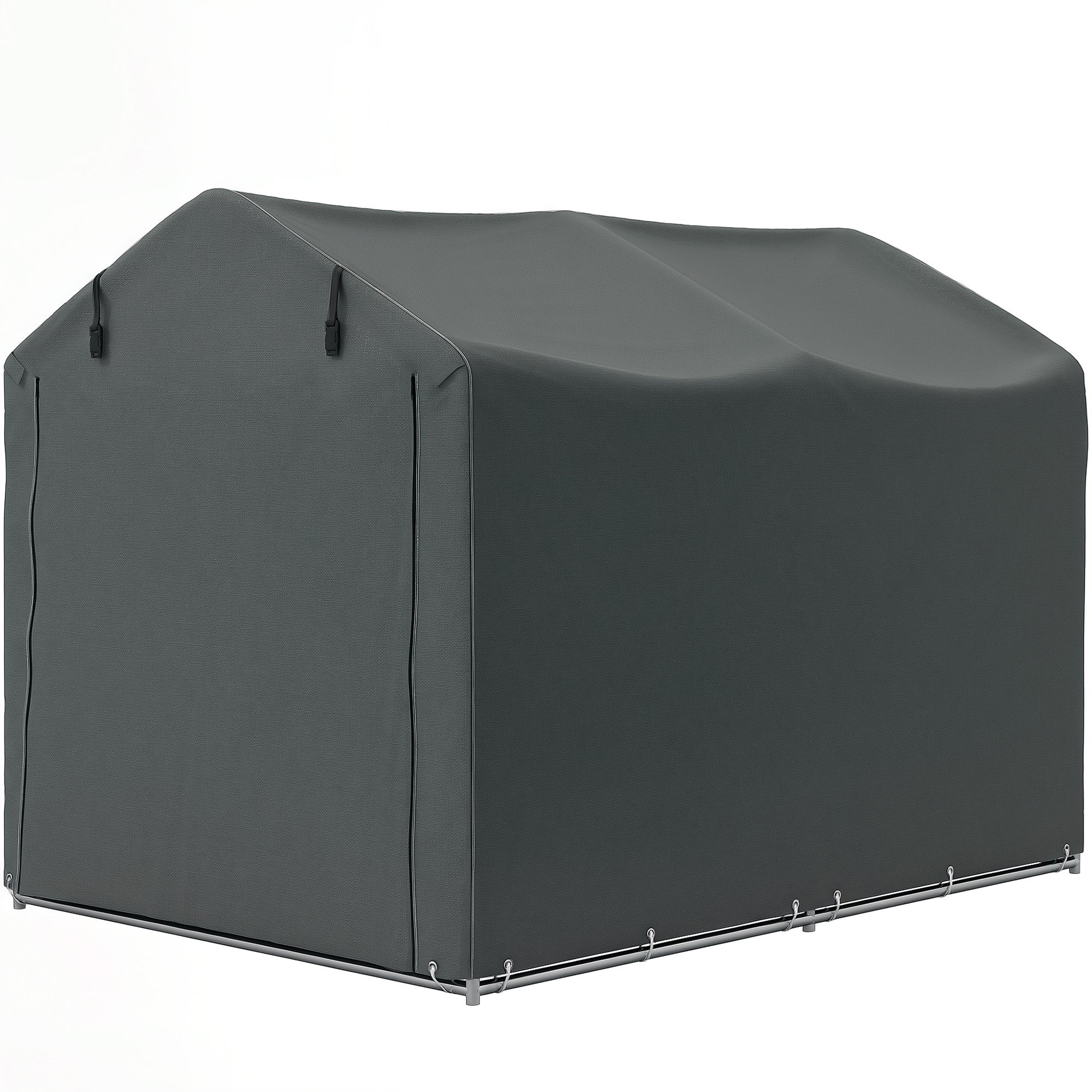 Garden Shelter 2 x 1.6 x 1.65m, Outdoor Bike Shelter with Galvanized Metal Frame, Waterproof and UV Resistant, Storage Tent for Bike, Motorcycle, Tools, Dark Gray