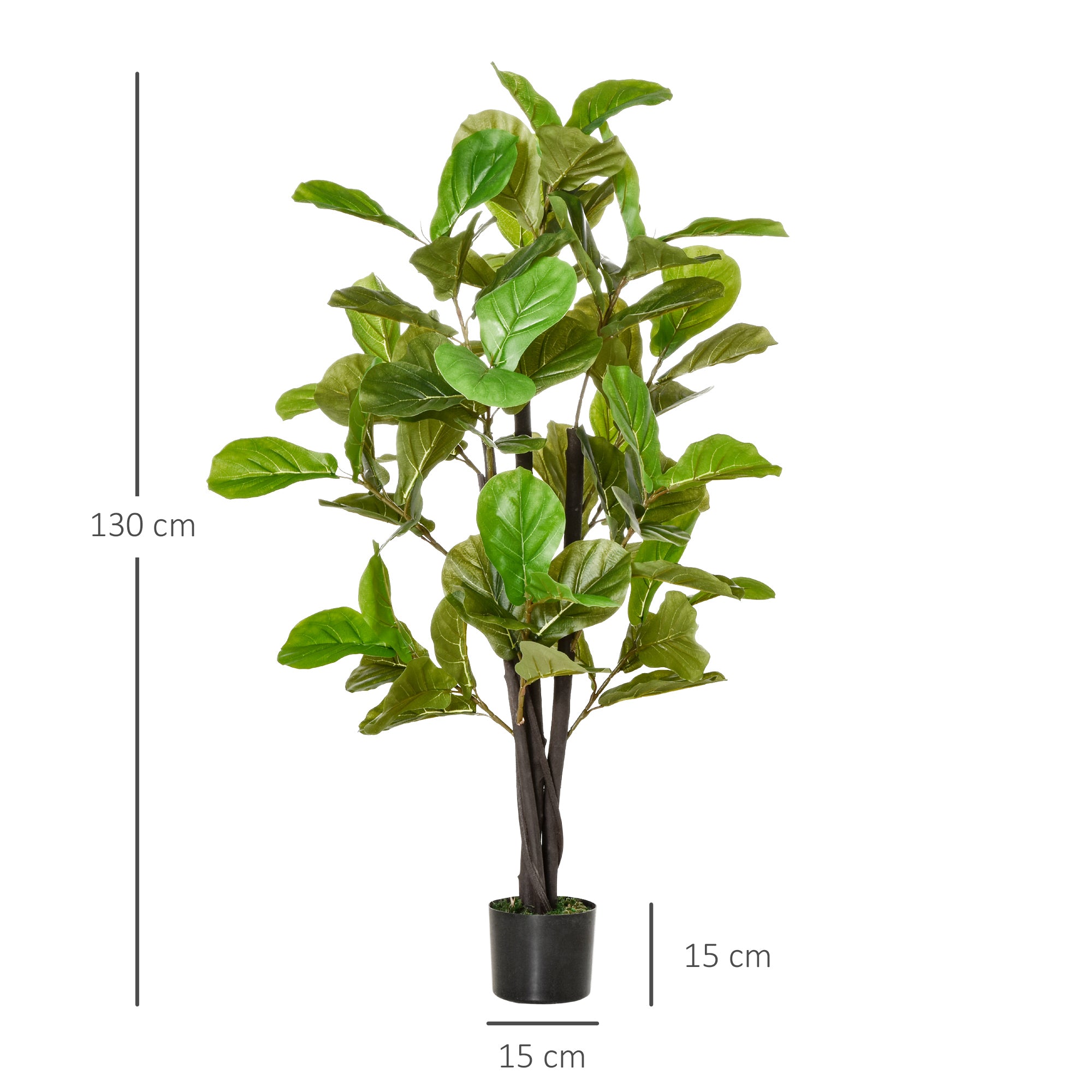 Artificial Ficus 130cm for Indoors and Outdoors, Realistic Artificial Plant with 78 Leaves