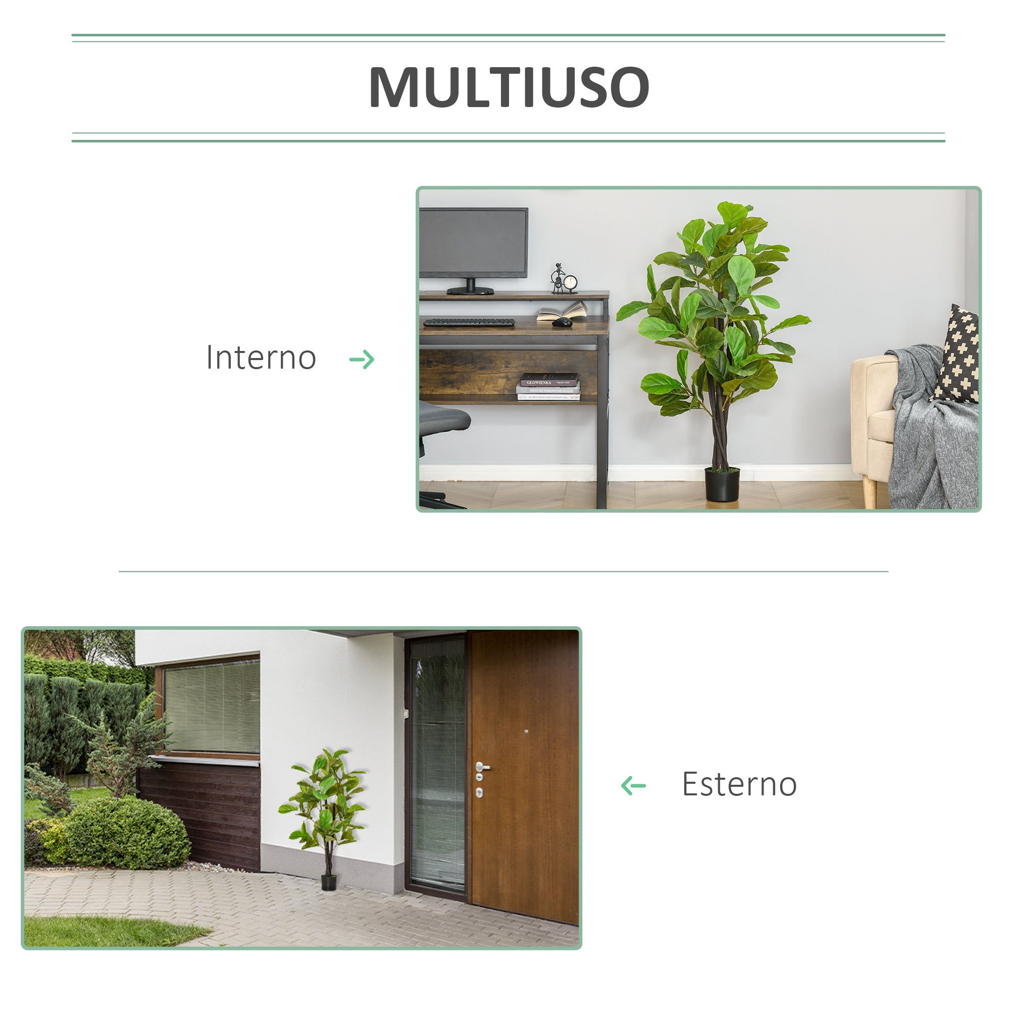 Artificial Ficus 130cm for Indoors and Outdoors, Realistic Artificial Plant with 78 Leaves