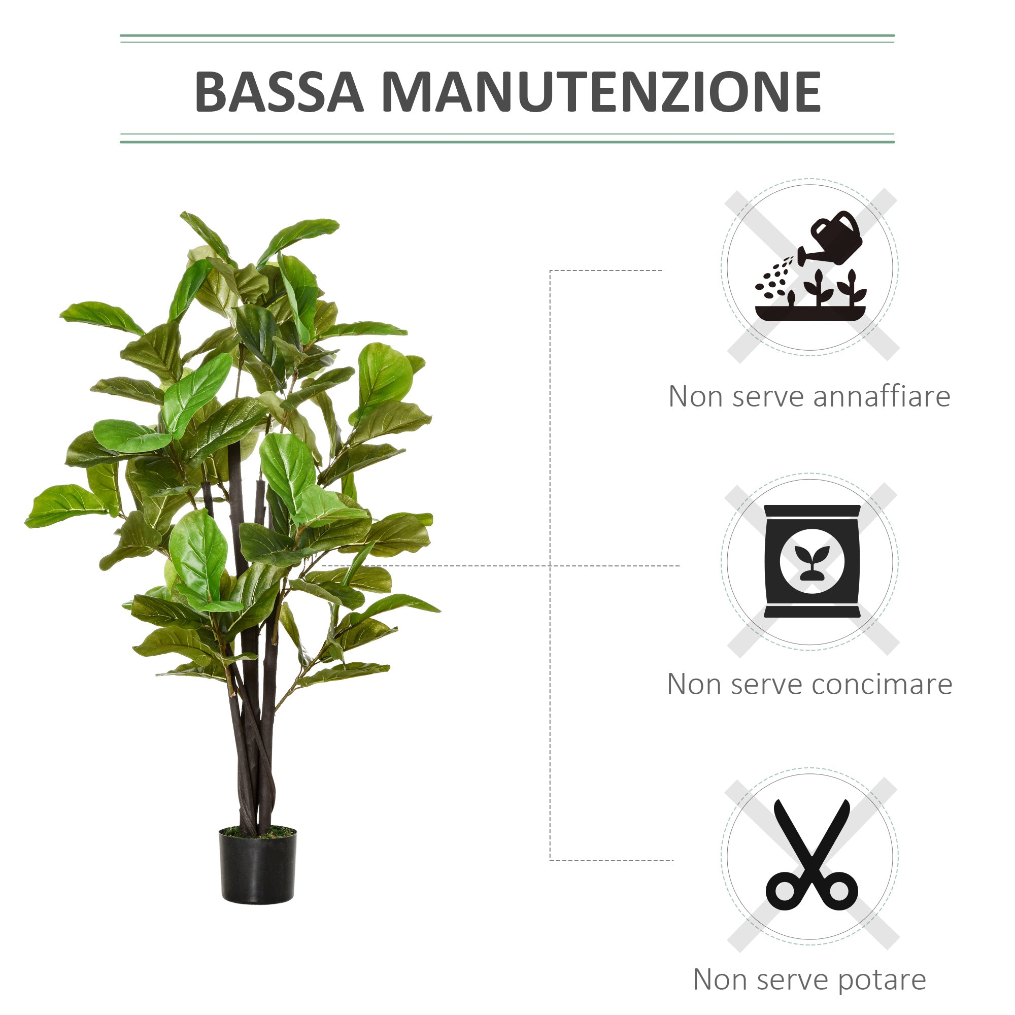 Artificial Ficus 130cm for Indoors and Outdoors, Realistic Artificial Plant with 78 Leaves