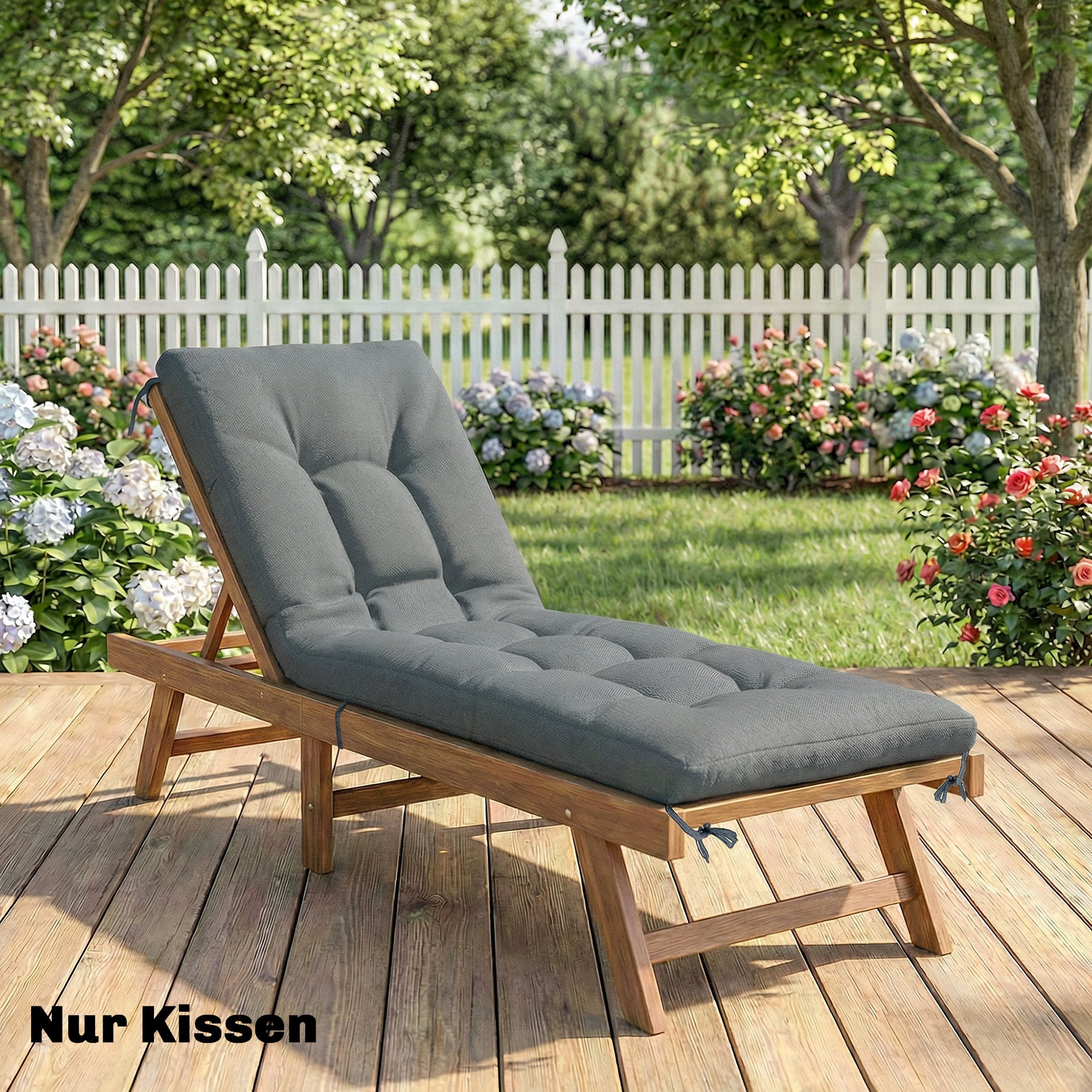 Pallet Cushion — Removable Seat Pad with Tie Straps for Most Loungers, 198 x 65 x 13 cm (78 x 25.6 x 5.1 in) — Dark Gray