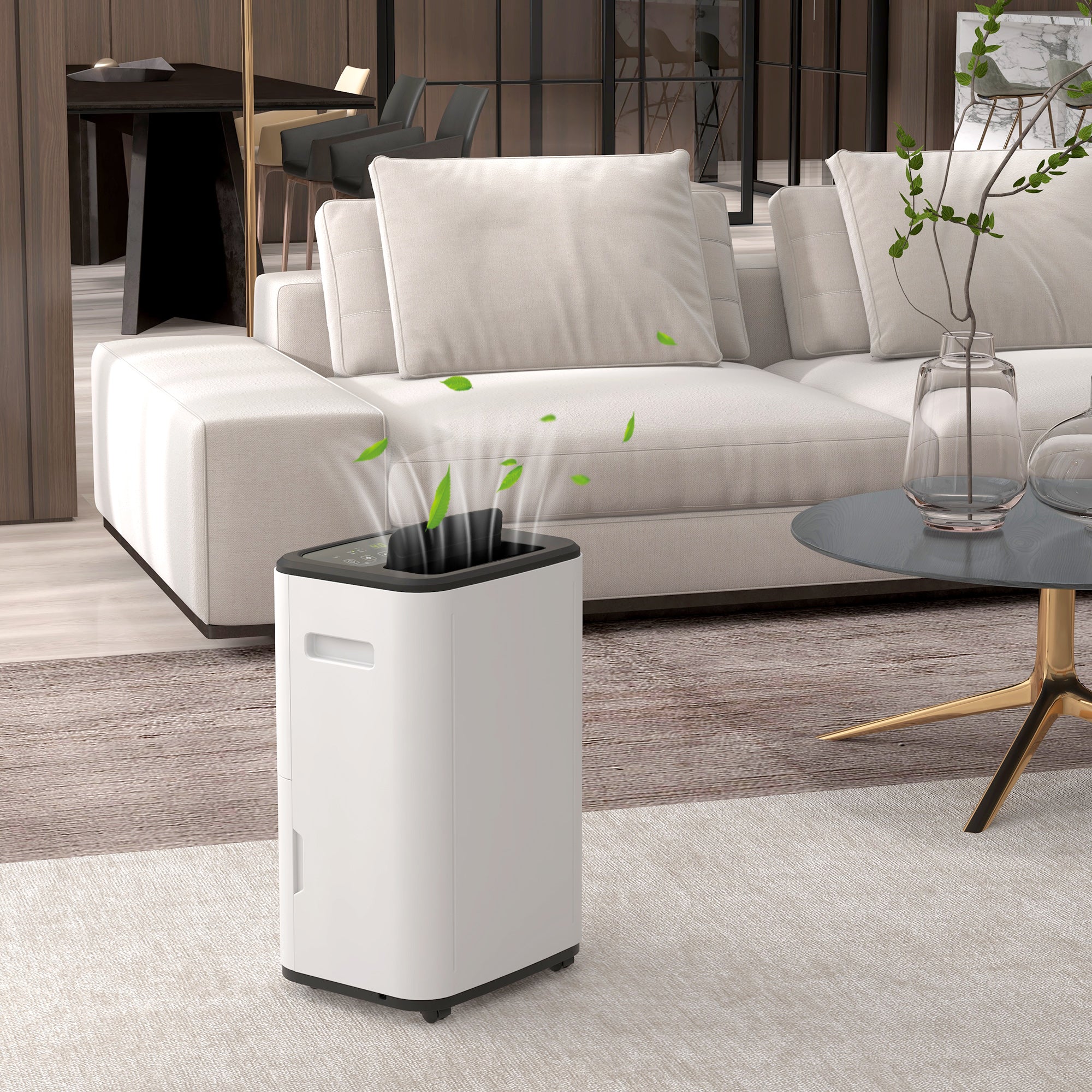 Electric Dehumidifier 20L/Day 6L Water Tank Silent Dehumidifier with 3 Modes 2 Speeds Wheels LED Display Timer for 20-40 m² White