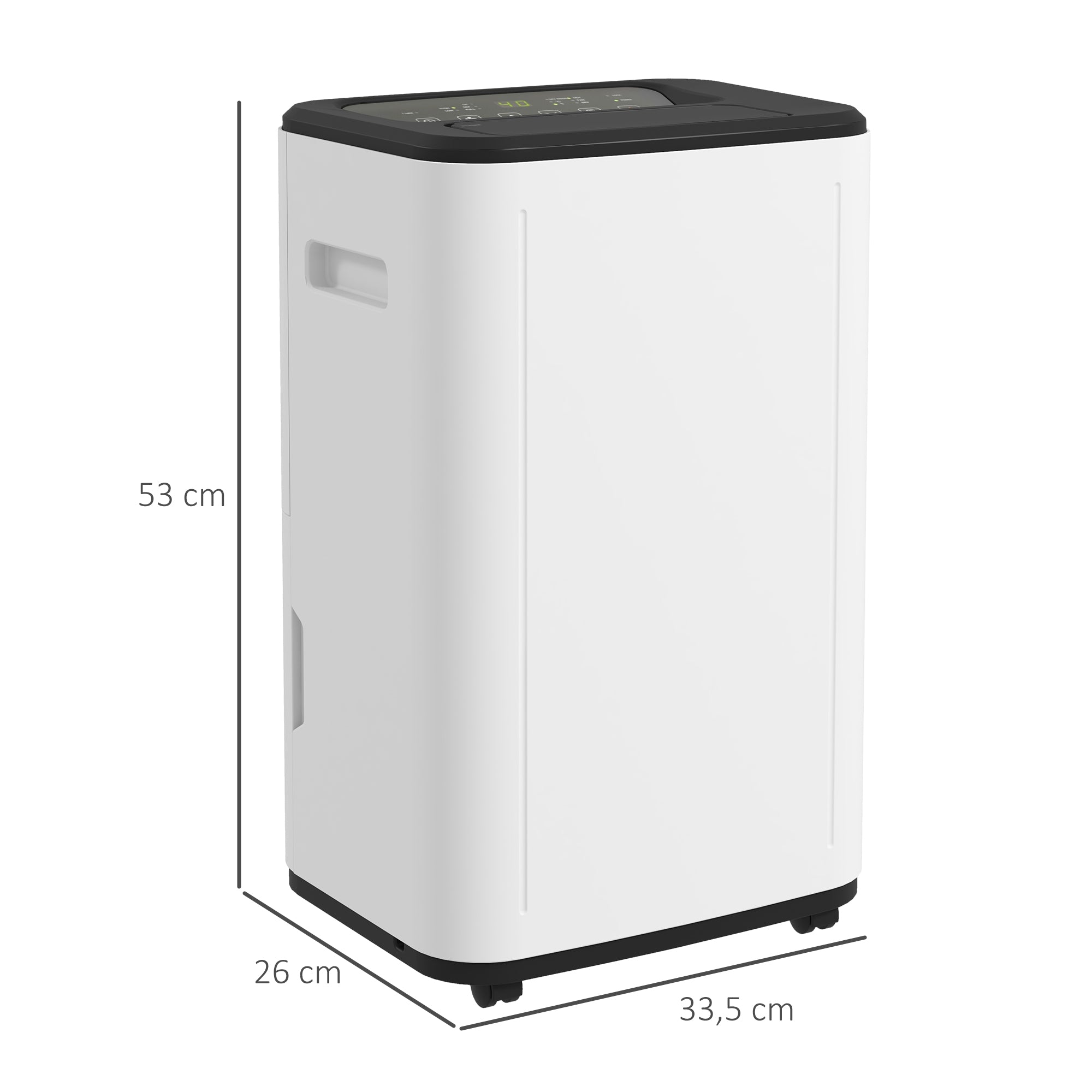 Electric Dehumidifier 20L/Day 6L Water Tank Silent Dehumidifier with 3 Modes 2 Speeds Wheels LED Display Timer for 20-40 m² White