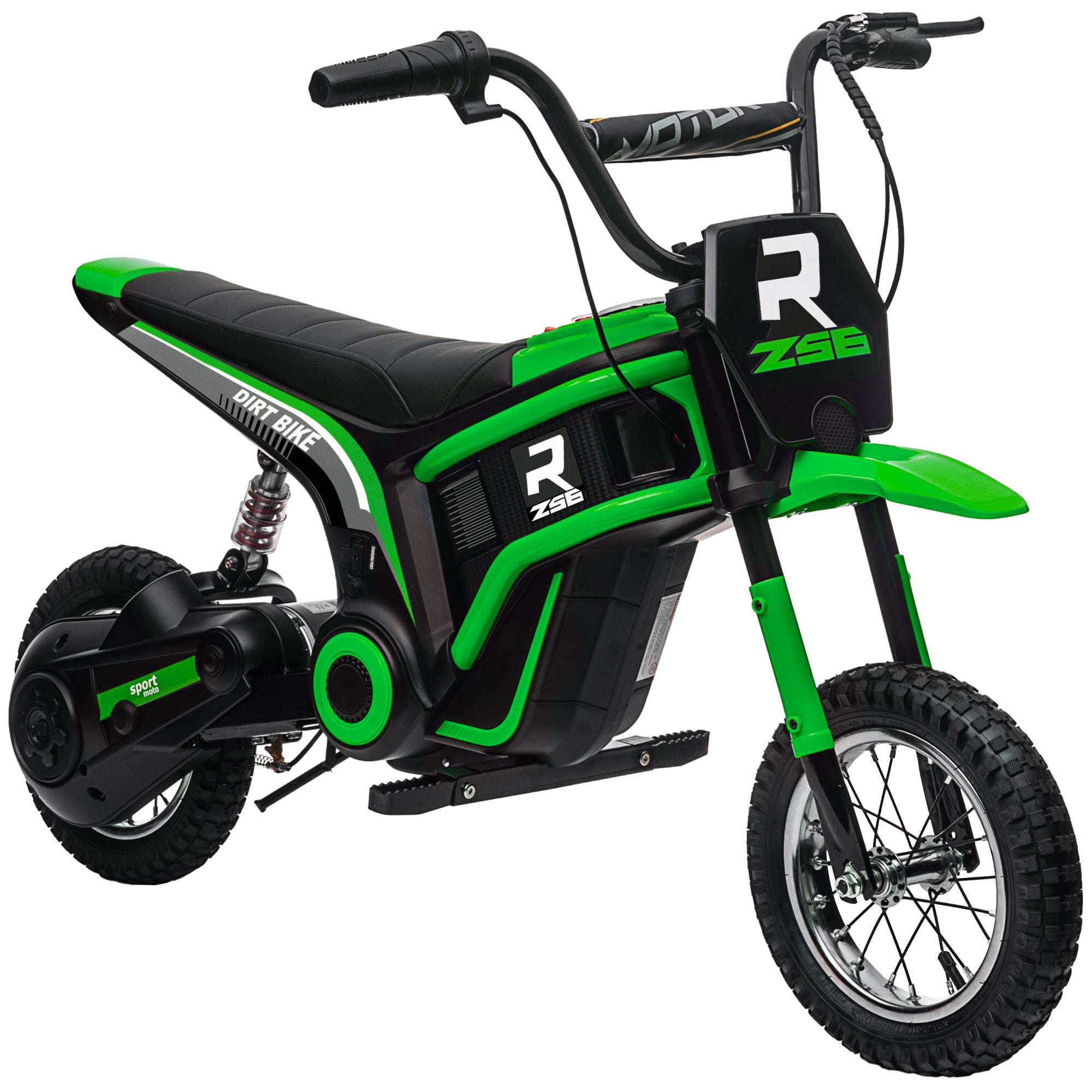 Electric Motorcycle for Kids Electric Motorcycle with 24V 350W Motor, 8-16 KM/H Speed Mode, 12 Inch Air Tires, Electric Motorcycle with Music Headlights, Moto Cross for Kids 8-12 Years Green