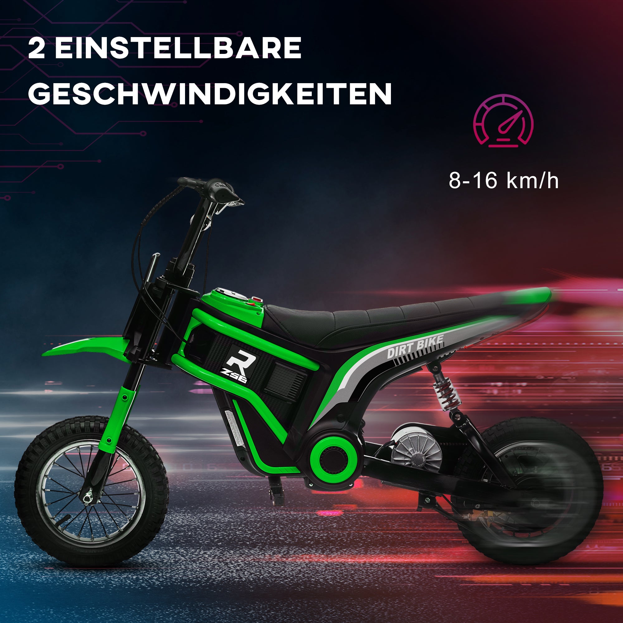 Electric Motorcycle for Kids Electric Motorcycle with 24V 350W Motor, 8-16 KM/H Speed Mode, 12 Inch Air Tires, Electric Motorcycle with Music Headlights, Moto Cross for Kids 8-12 Years Green