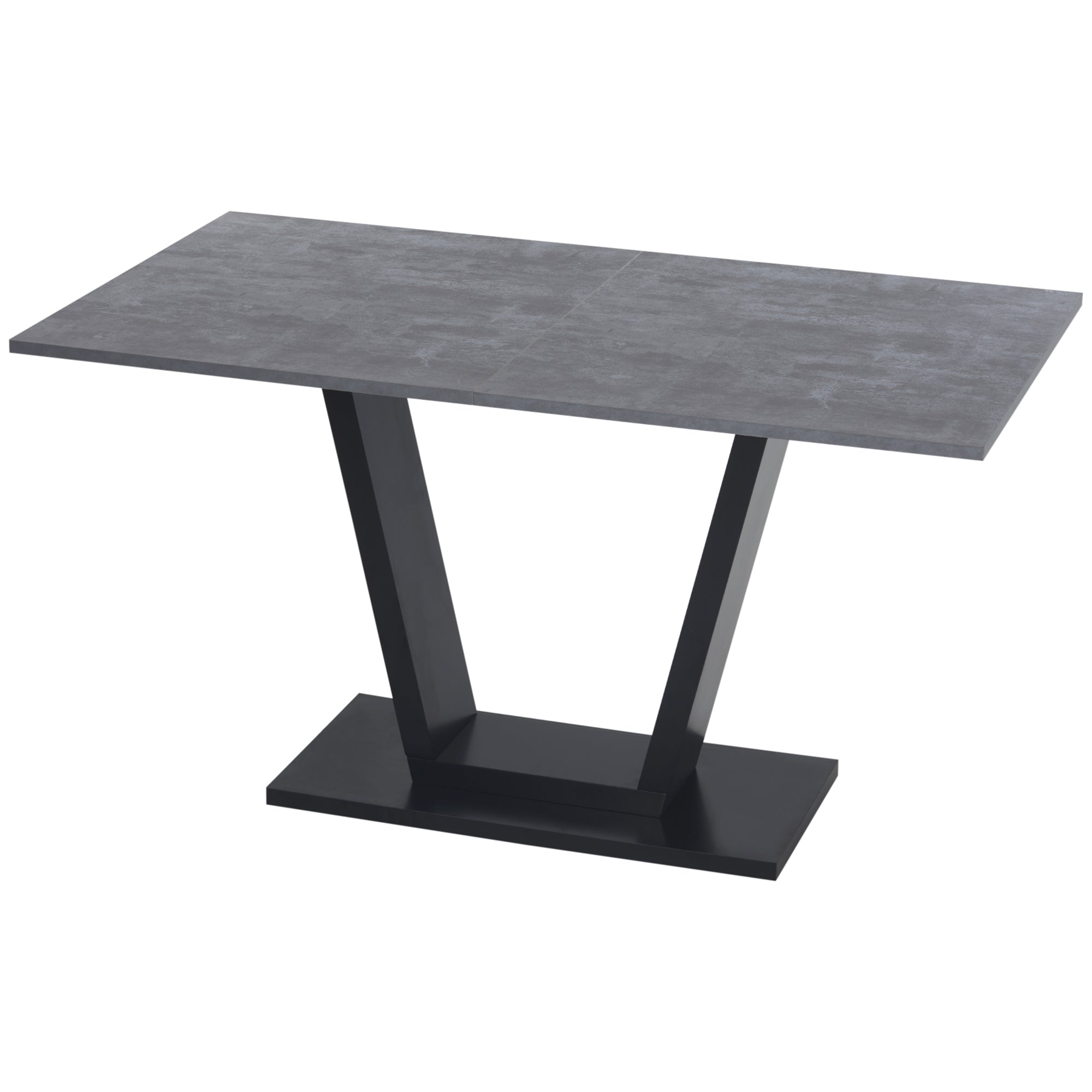 Dining Table for 4-6 people, Living Room Table with Marble Effect Top, 140x80x76 cm