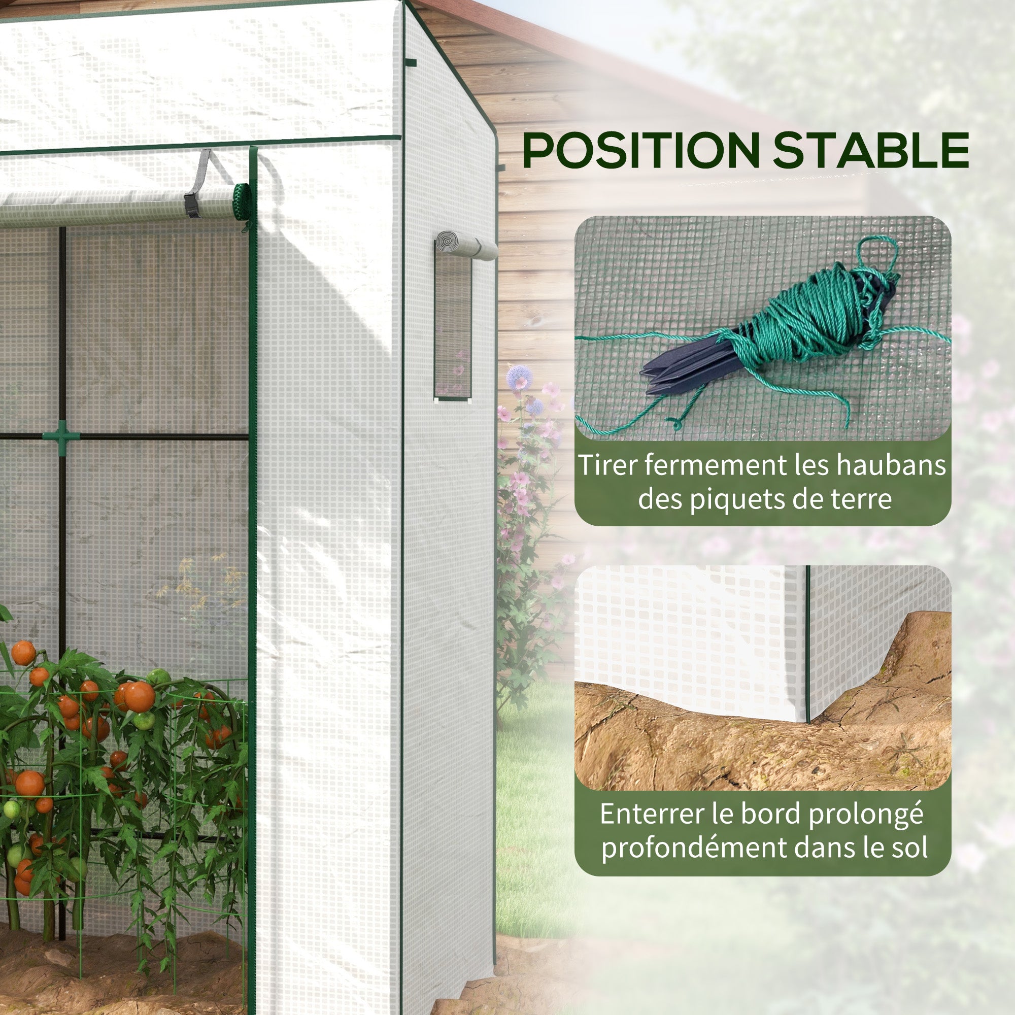 PE Garden Greenhouse, Balcony Greenhouse, Reinforced 140 g/m² Cover, Steel Frame, Roll-Up Zippered Door, 2 Windows, for Vegetables Plants Flowers, Indoor and Outdoor, 196x77x197cm, White