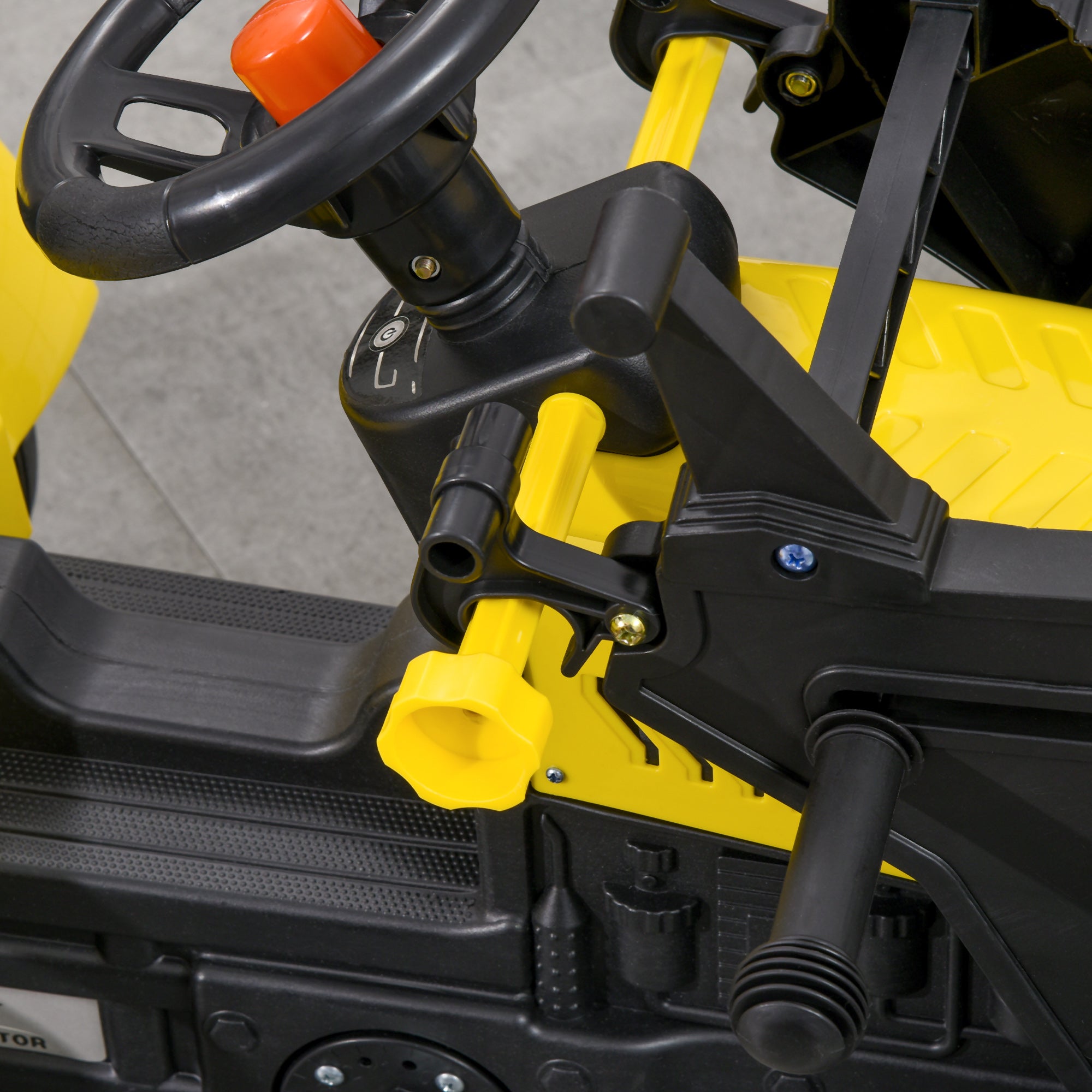 Seat Excavator with Storage Compartment, Ride-On Excavator with Shovel, Pedal Tractor, Sand Excavator Slider Vehicle, Children's Excavator, Slider Excavator, Shovel Excavator for 3-Year-Olds, Yellow+Black