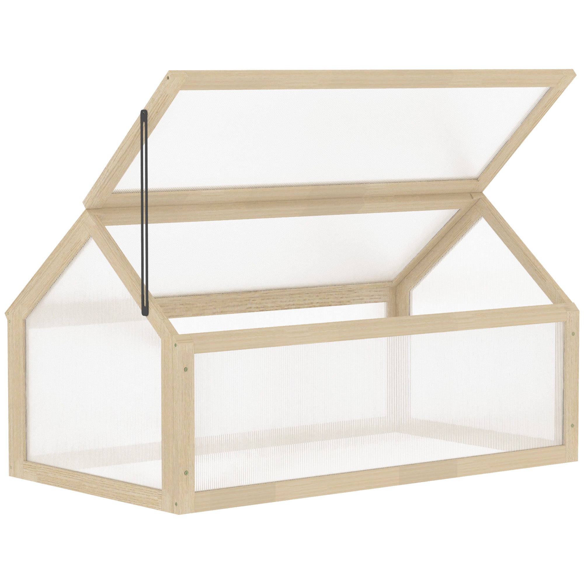 Wooden Mini Greenhouse 90 x 52 x 49.5 cm, Plant Bed with Cover, Light-Transmitting Cold Frame, Winter-Proof Raised Garden Bed for Garden, Balcony, Natural Wood