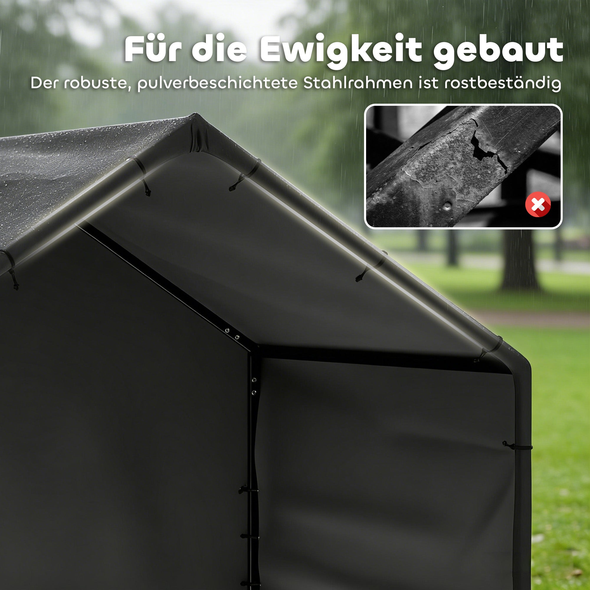 Dog Kennel with Water- & UV-Resistant Canopy, 125 x 110 x 93 cm (49.2 x 43.3 x 36.6 in) – Indoor/Outdoor Shelter for Dogs up to 30 kg (66 lb), Black