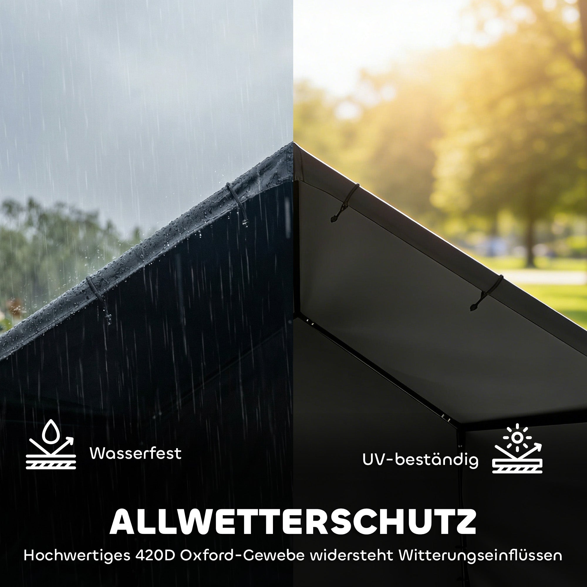 Dog Kennel with Water- & UV-Resistant Canopy, 125 x 110 x 93 cm (49.2 x 43.3 x 36.6 in) – Indoor/Outdoor Shelter for Dogs up to 30 kg (66 lb), Black