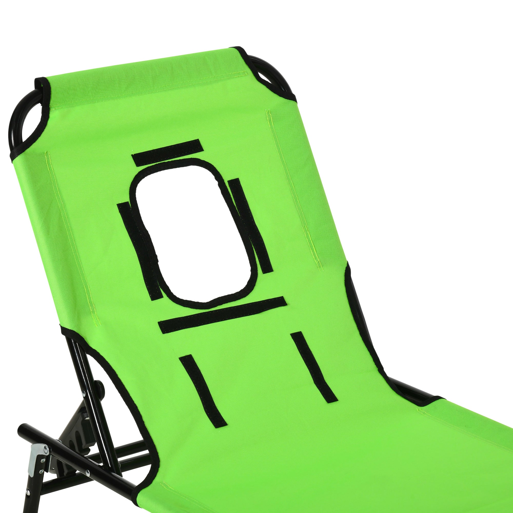 Folding Sun Lounger Adjustable 4 Positions Reading Chair with Cushion Green