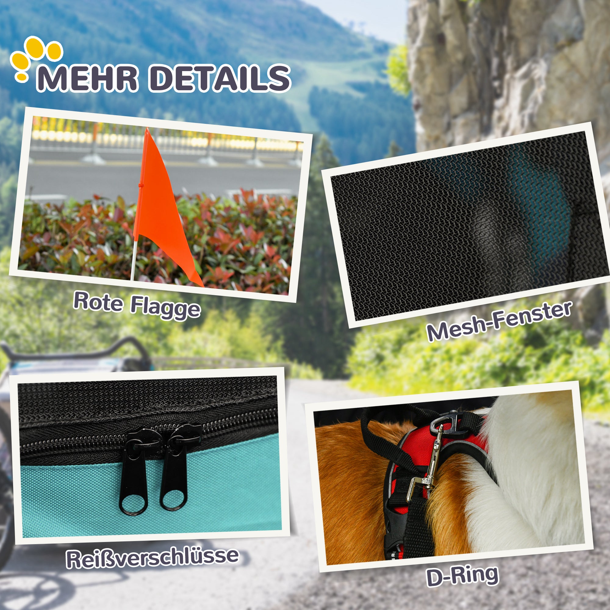 Dog Trailer Bike Trailer Dog Transporter Dog Bike Trailer for Small to Medium Dogs Oxford Fabric Rain Cover Breathable Green 130 x 73 x 90 cm