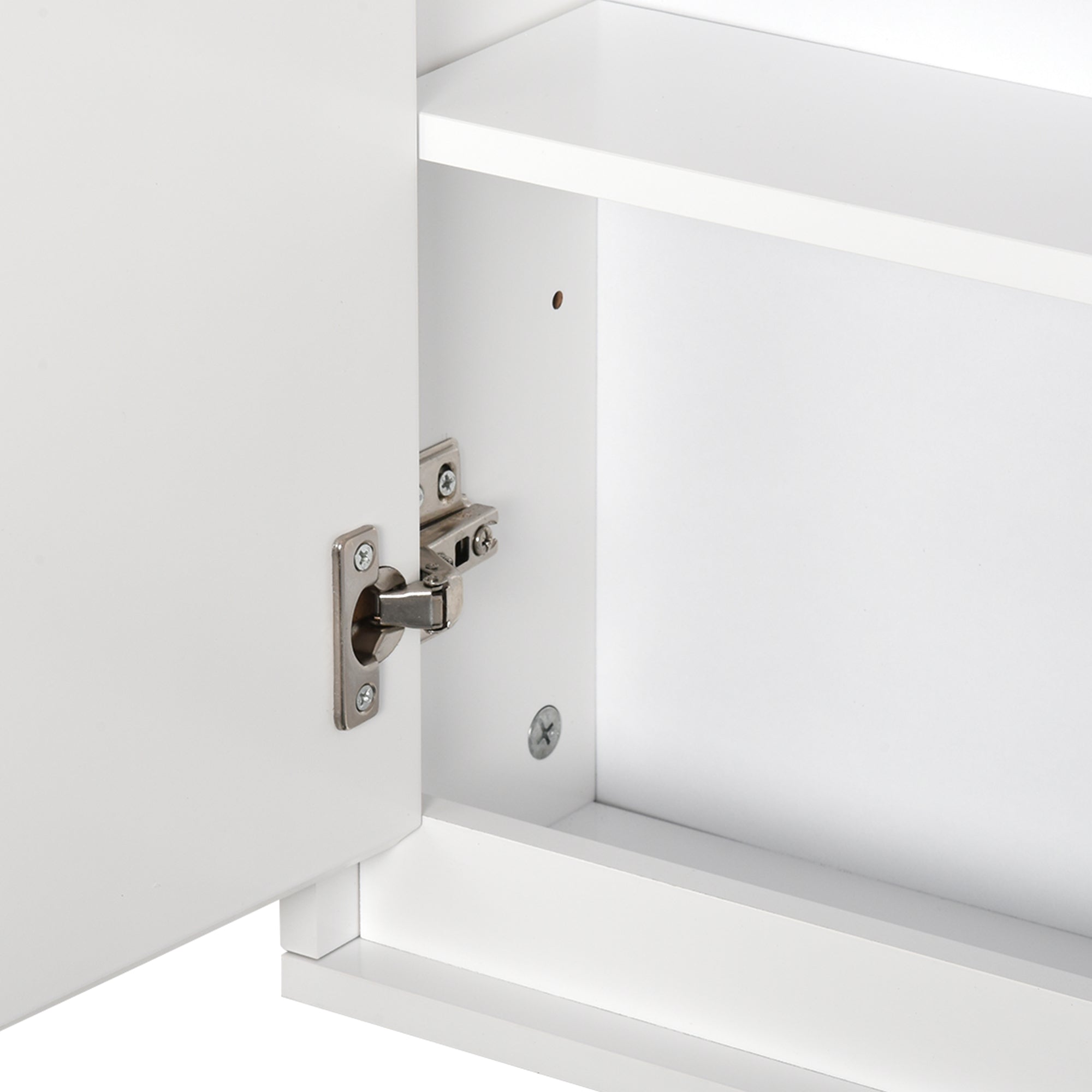 Bathroom Cabinet with Mirror with 2 Doors and Adjustable Shelf Hanging Bathroom Cabinet for Toilet Modern Style 48x14.5x45 cm White