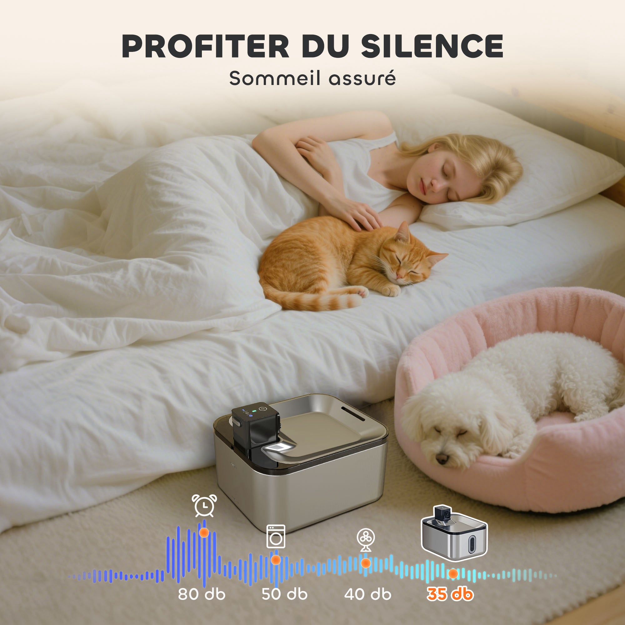 5L Stainless Steel Automatic Wireless Cat Water Fountain with LED Indicator, Ultra-Quiet Pump, 4000 mAh Battery, USB Charger Cat Water Dispenser, Multi Pets, Silver