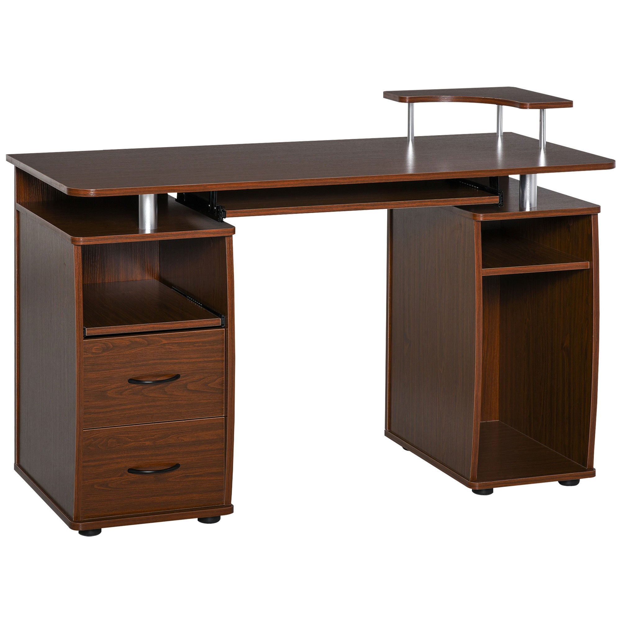 47.2'' Computer Desk Office Desk with Multiple Shelves, 2 Drawers, Keyboard Tray, Monitor Stand CPU Holder 47.2x21.7x33.5 inches Brown