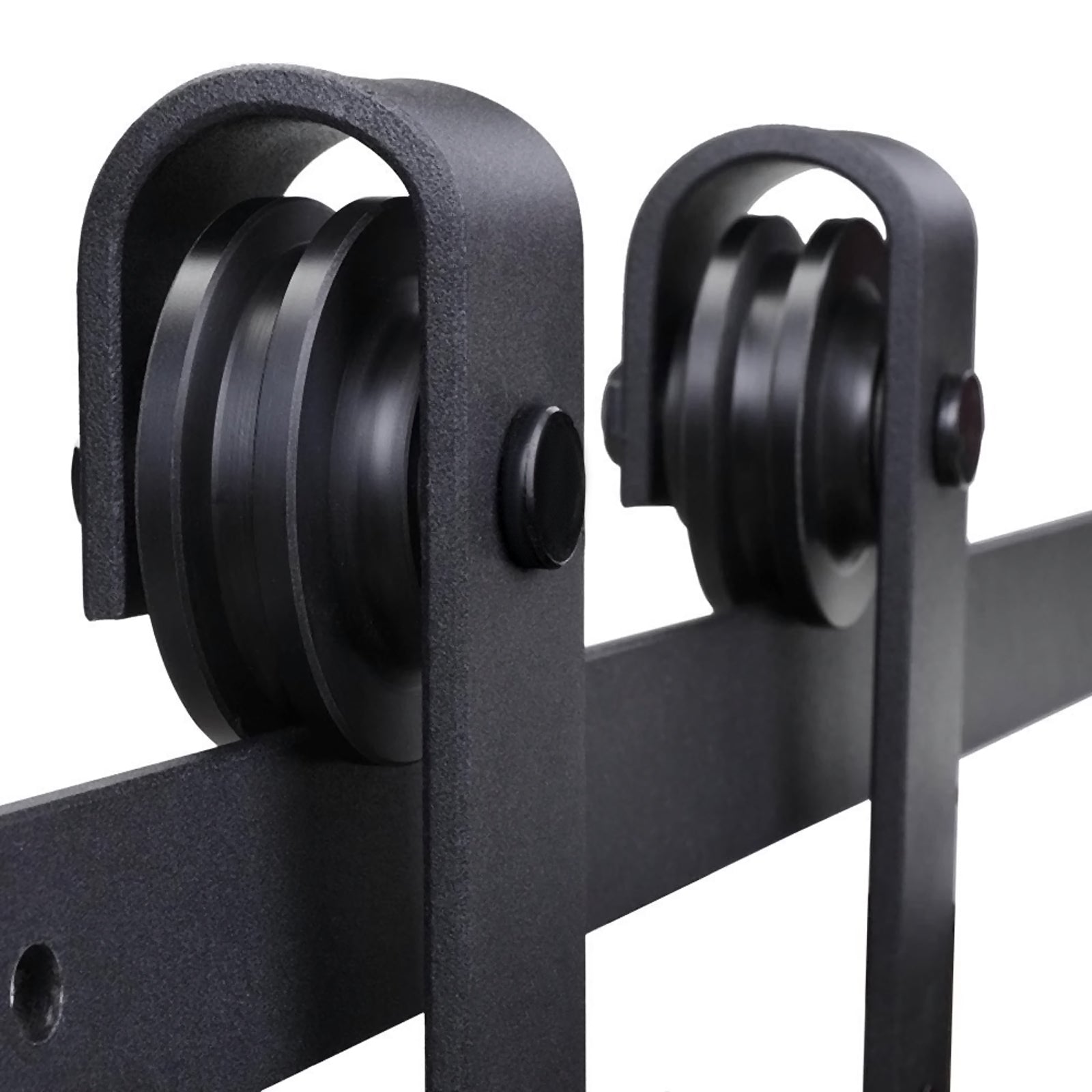 Sliding Door Hardware Kit 200 cm Complete Set with Rails, Rollers, Anti-Jump Devices, Door Stoppers, Sliding Door System made of Carbon Steel Black