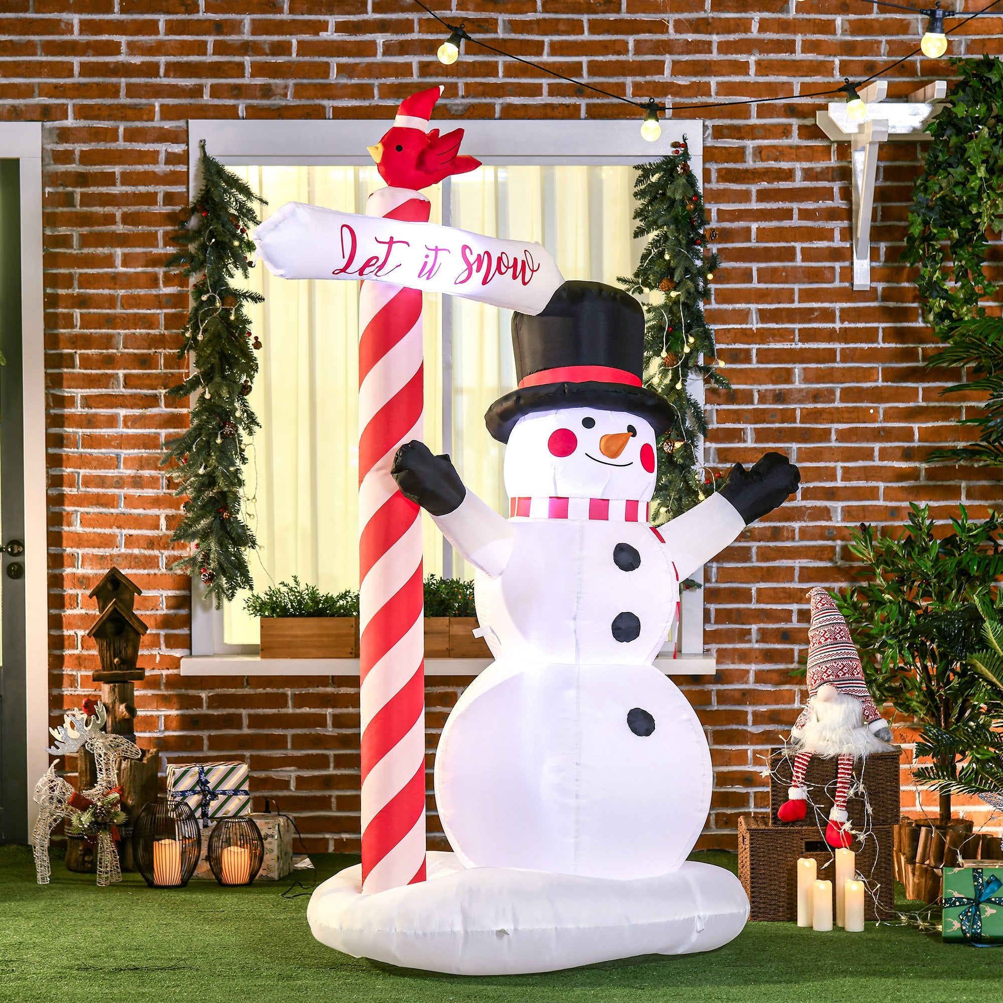213cm Inflatable Christmas Snowman with LED Lights, fixing material and blower, Christmas decoration for indoor and outdoor weather-resistant IP44