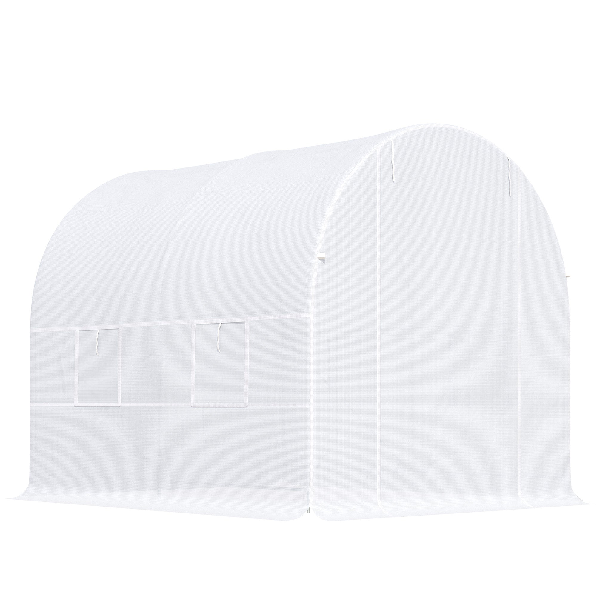 Greenhouse 245x200x200cm Foil Greenhouse Tomato House with Door, Window, Poly Tunnel made of Galvanized Steel, Plant Tunnel, Greenhouse including Ground Anchors Ropes, Garden Tunnel, White