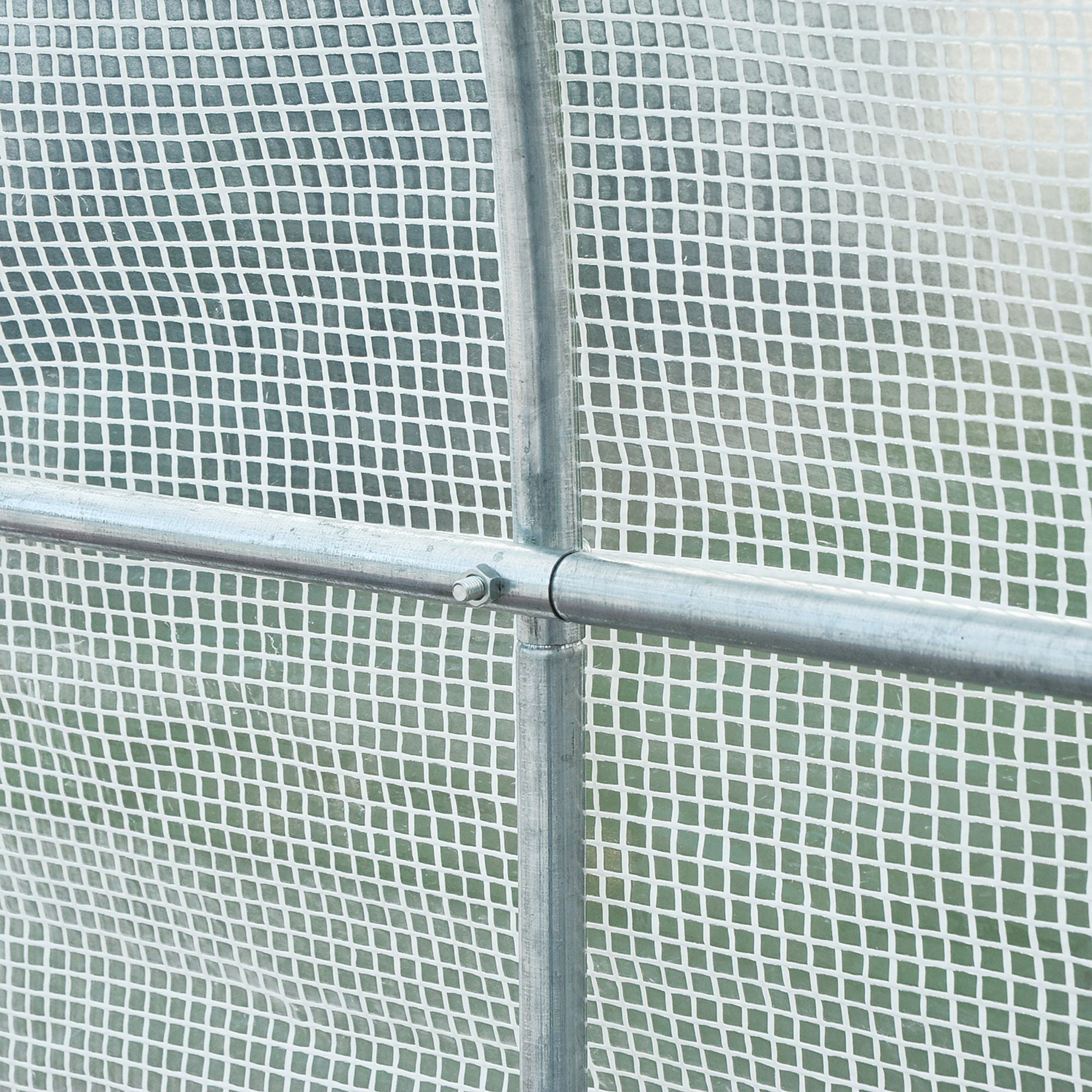 Greenhouse 245x200x200cm Foil Greenhouse Tomato House with Door, Window, Poly Tunnel made of Galvanized Steel, Plant Tunnel, Greenhouse including Ground Anchors Ropes, Garden Tunnel, White