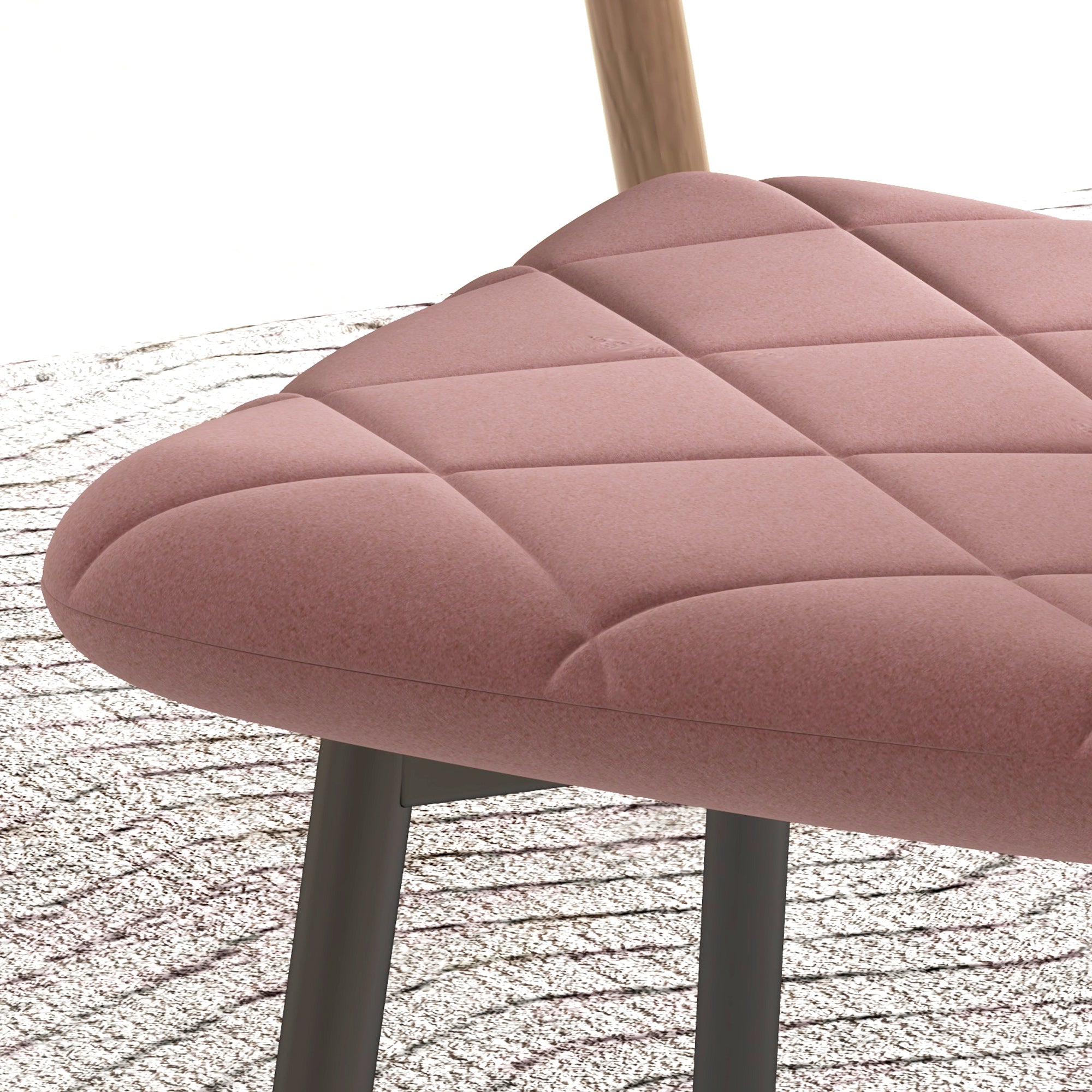 Dining Chairs 4-Piece Set Kitchen Chair with Backrest, Velvet Look, Modern Armchair Upholstered Chairs with Steel Legs for Dining Room, Dining Table, Pink