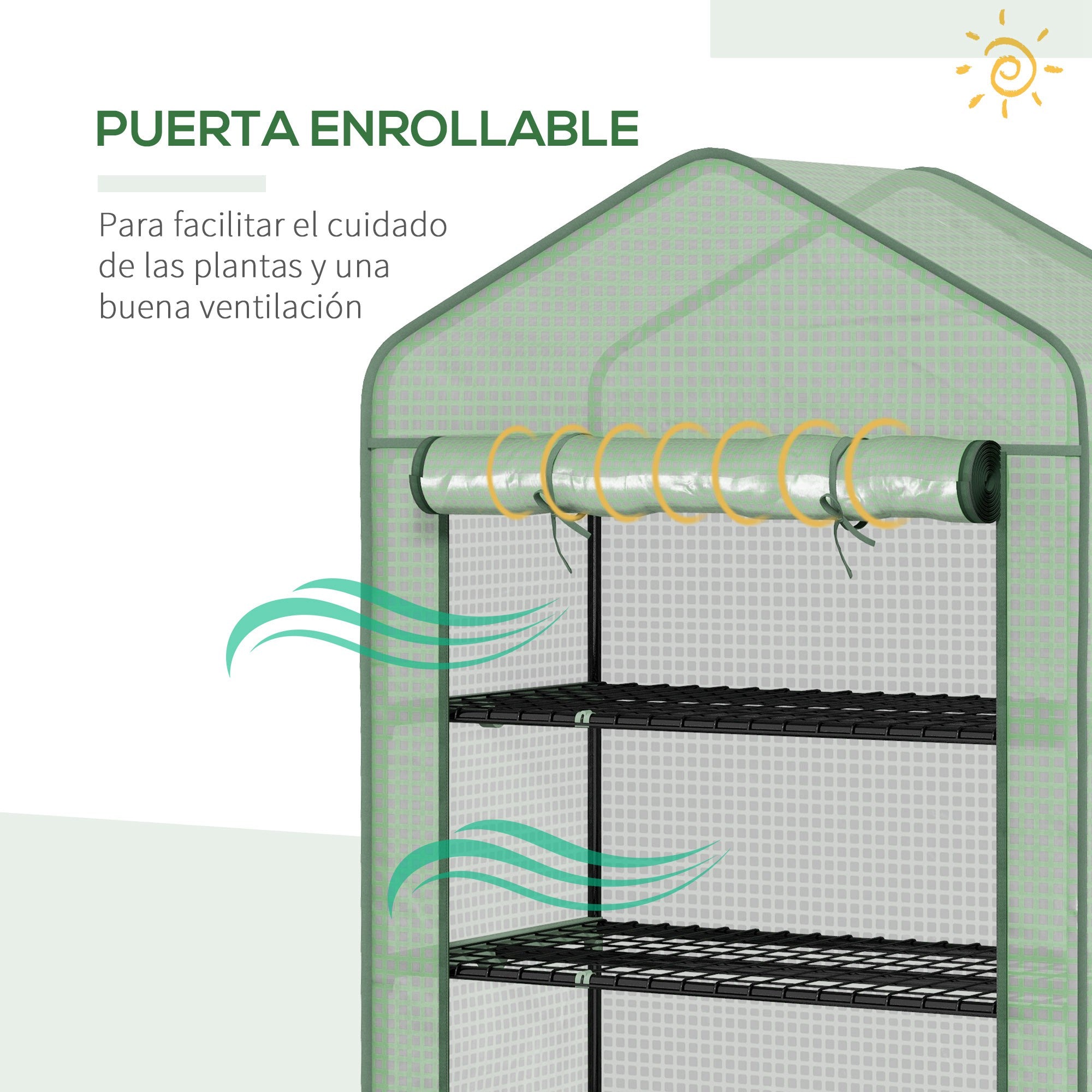 5-Tier Garden Greenhouse Sturdy Greenhouse with 1 Roll-Up Zipper Door Anti-UV Widened Design and Shelves for Plant and Flower Cultivation 90x49x193 cm Green