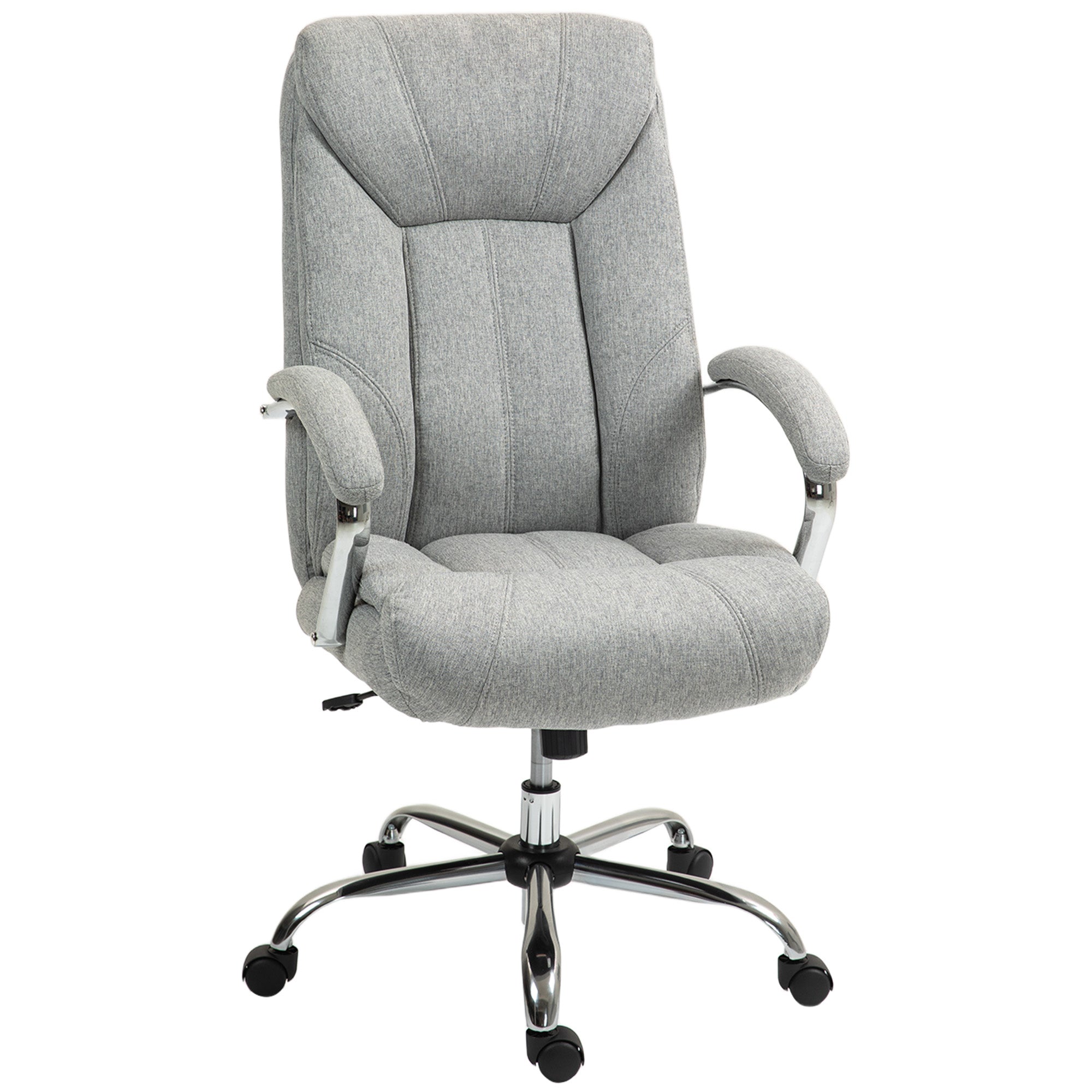 Office Chair with Rocking Function Ergonomic Chair with Padded Armrest Headrest Height Adjustable Desk Chair Swivel Chair with Backrest Nylon Light Grey 65 x 78 x 110-118 cm