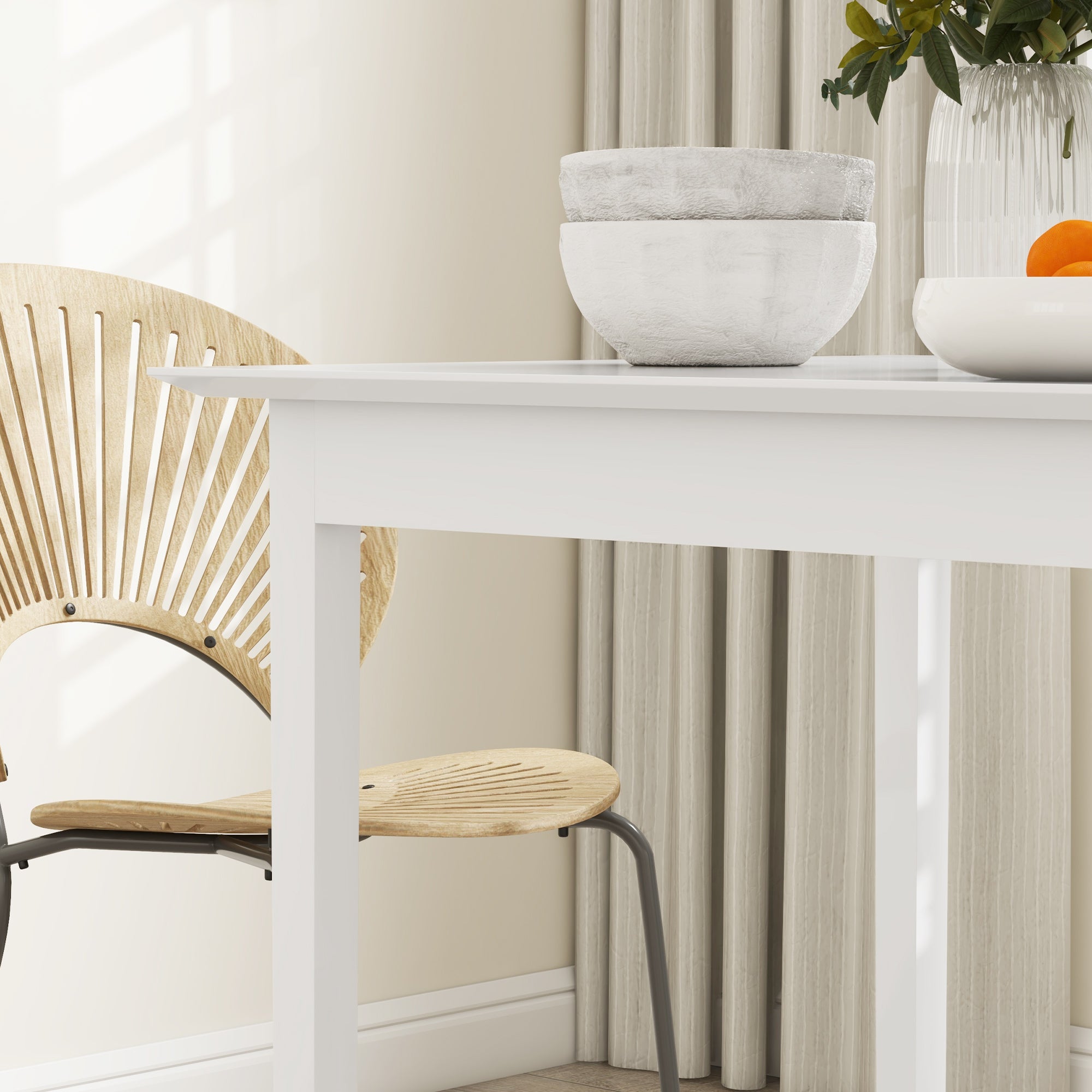 Dining Table Kitchen Table Square Dining Table for 2 People, Living Room Table Made of Solid Wood, for Kitchen, Dining Room, White, 75 x 75 x 76 cm