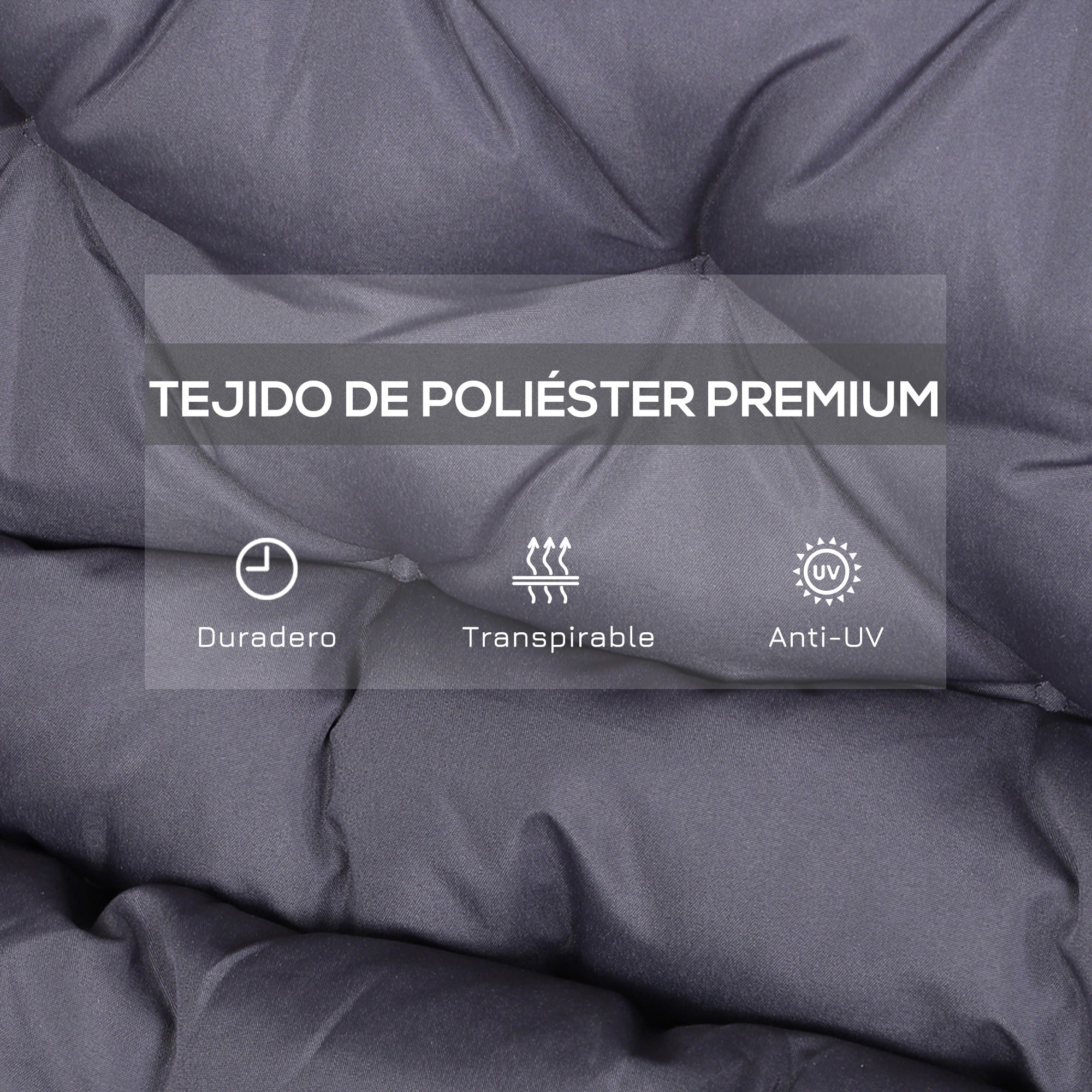 Bench Cushion with Backrest 132x110x10 cm Garden Bench Mattress for 2 Seater Bench with 6 Fastening Strings for Garden Swing Terrace Dark Gray