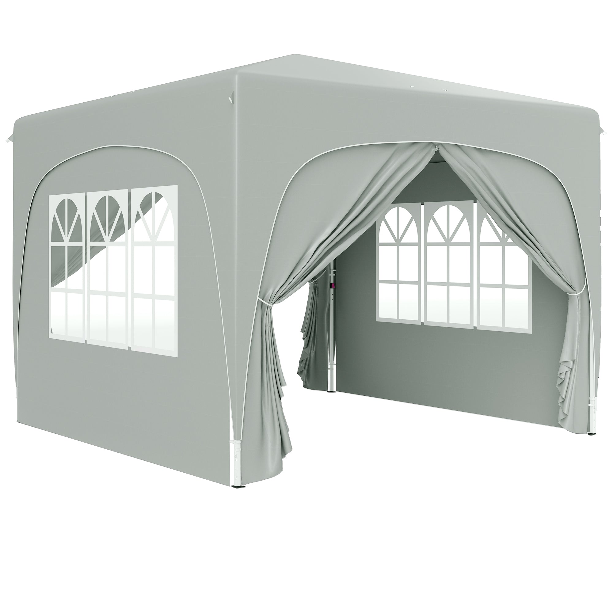 Pavilion 3x3m, Water-Resistant Stable Winter-Proof Pop-Up Folding Pavilion, UV Protection 50+, Foldable Party Tent Garden Gazebo with 4 Side Panels Carry Bag Garden Pavilion for Camping Garden, Light Gray
