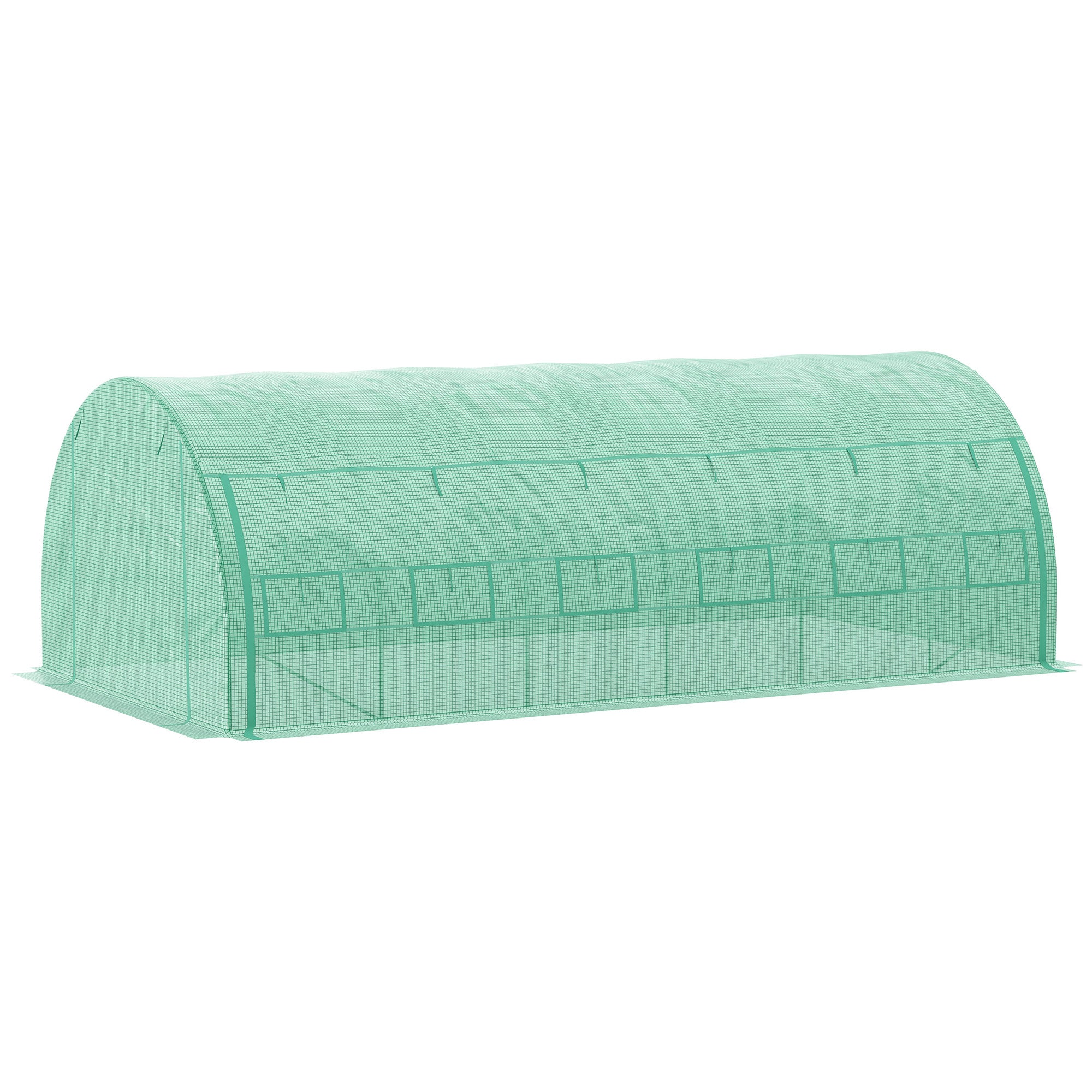 Poly Tunnel Greenhouse 6 x 3 x 2 m Walk-In Greenhouse with Roll-Up Covers Poly Tunnel Greenhouse UV Protection Steel Pipe Green