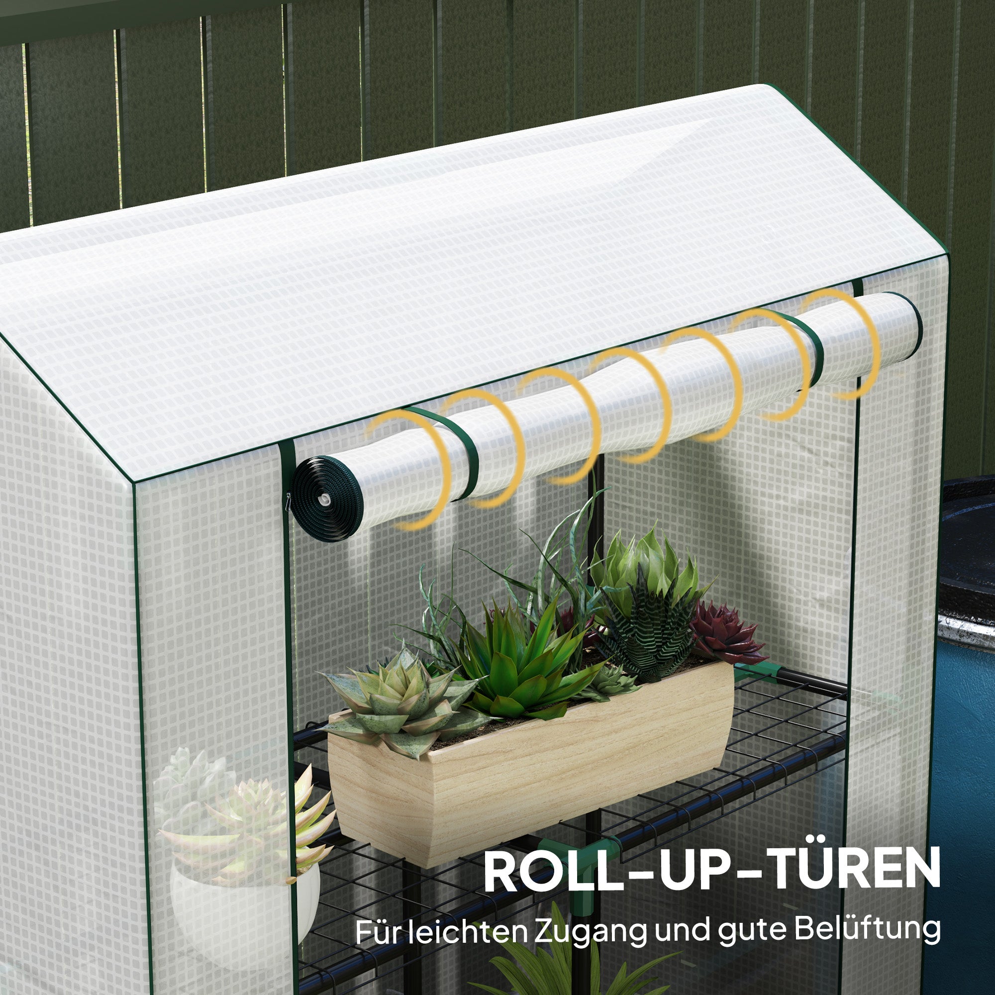 Greenhouse with Shelves Roll-up Door, Winterproof Steel Frame Greenhouse, Greenhouse for Balcony, Garden, Tomato House with UV Protection 100x40x150cm Tomato Greenhouse for Vegetables Flowers Plants White