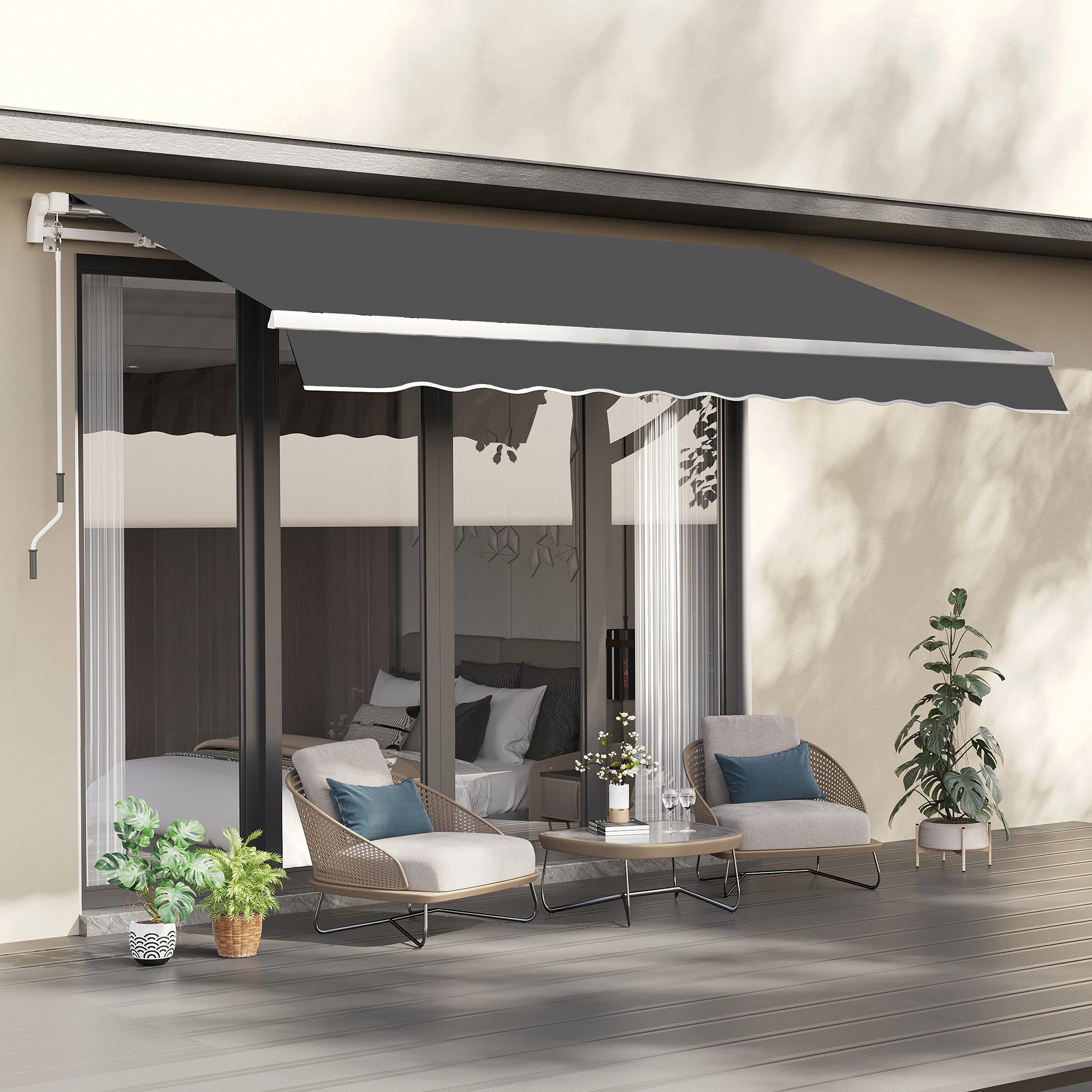 Replacement Canvas for Awning - Soft Waves Valance - High Density Polyester 280 g/m² Anti-UV 2.82L x 2.4W meters Grey