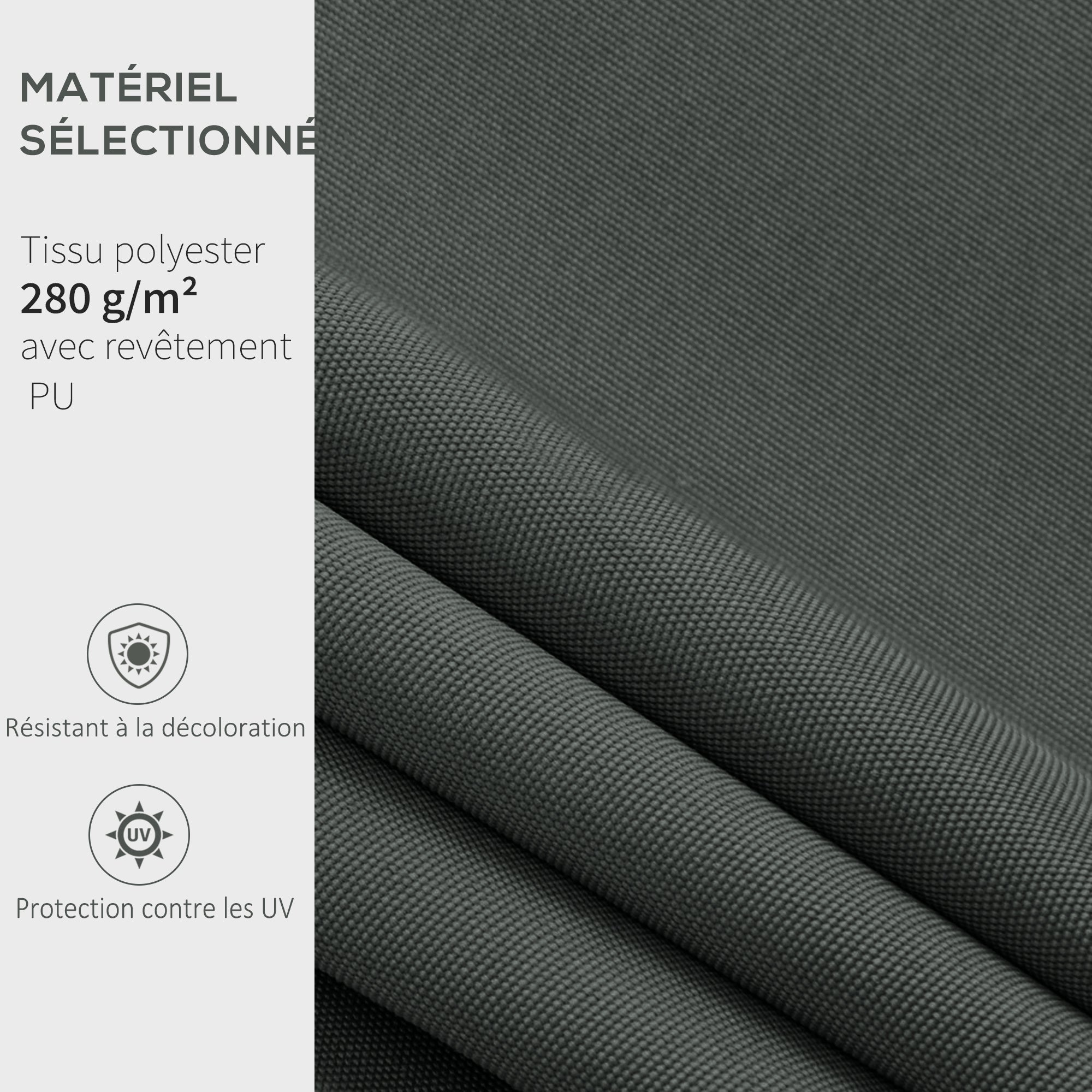 Replacement Canvas for Awning - Soft Waves Valance - High Density Polyester 280 g/m² Anti-UV 2.82L x 2.4W meters Grey