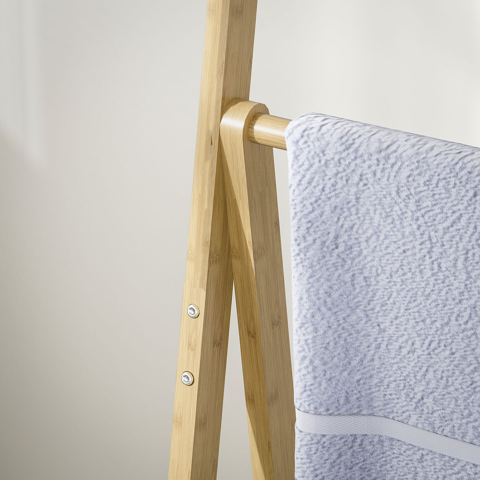 Bamboo Bathroom Shelf with 3 Shelves Foldable Storage Shelf with Towel Bars A-Frame Wood Shelf 53.5x30x53 cm Natural