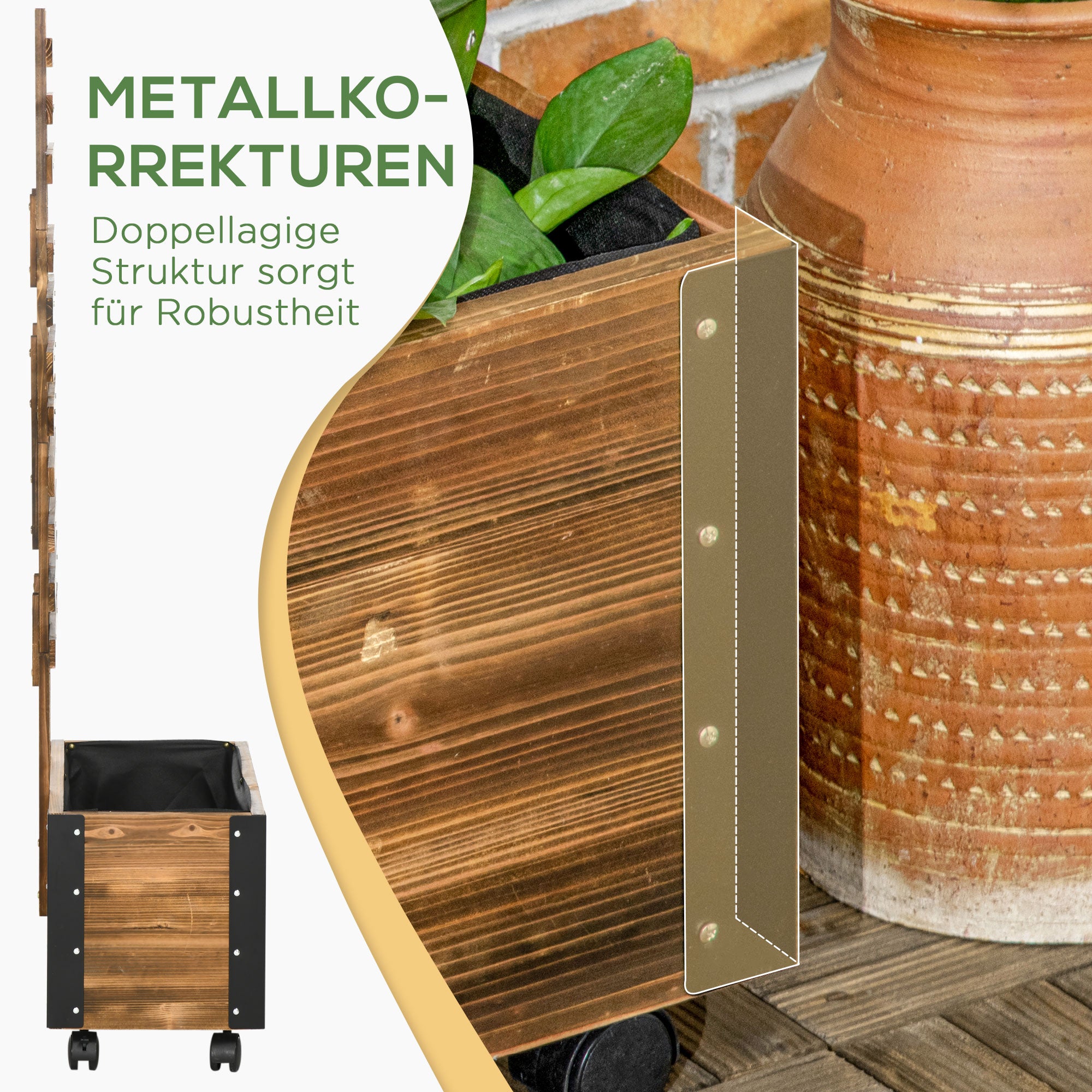 Raised Garden Bed Plant Box with Trellis, Trellis Planter Flower Box Wood, Vegetable Bed with Wheels, Trellis, Garden Trellis 65x31x147cm for Garden, for Climbing Plants, Flowers, Charcoal