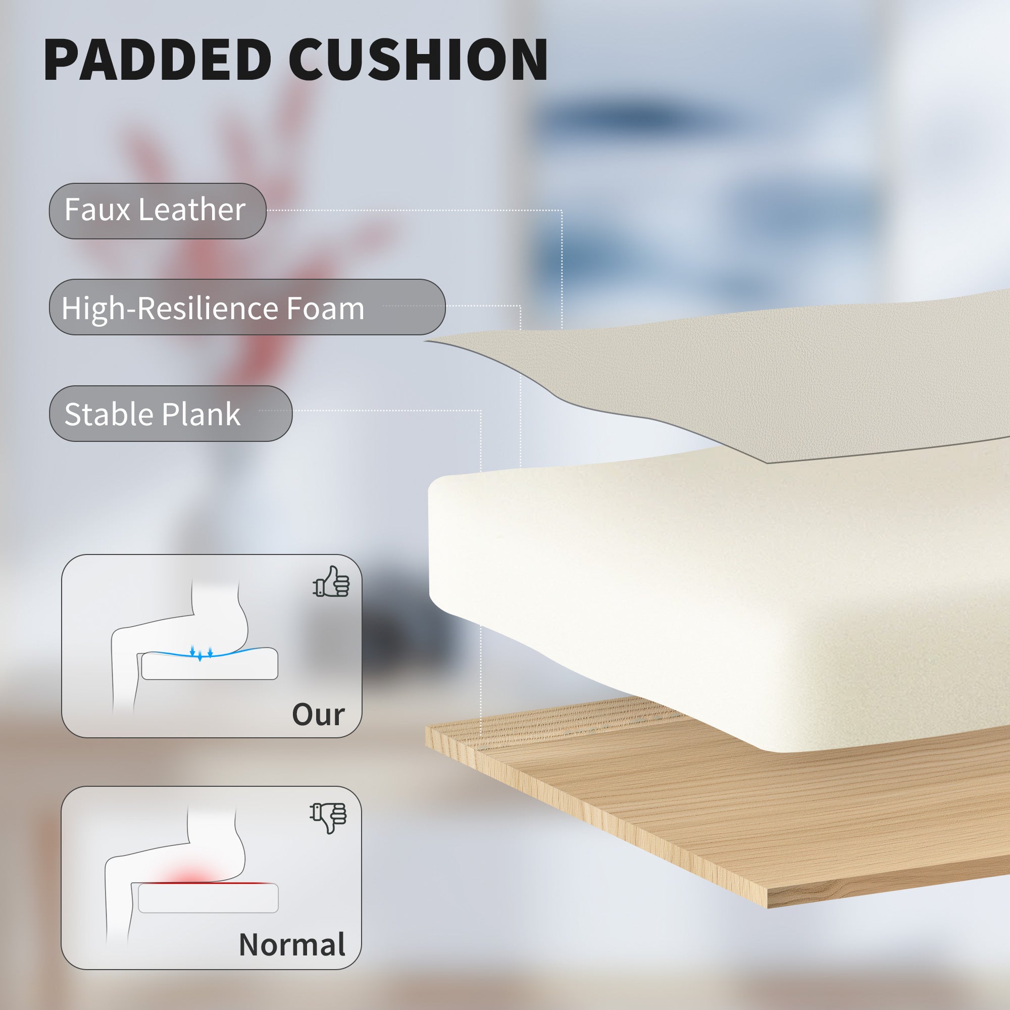 Ergonomic Office Chair with Adjustable Backrest, Retractable Footrest, Padded Faux Leather Swivel Seat, Height Adjustable — Beige