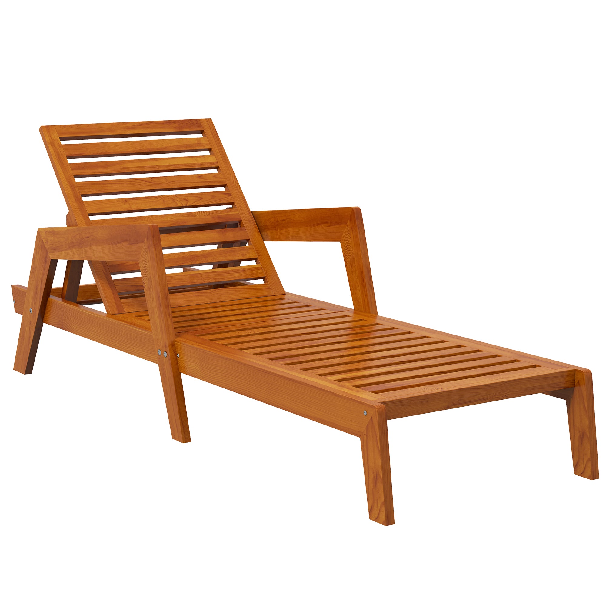 Sun Lounger, Wooden Garden Lounger, Recliner, Weatherproof Relaxation Chair for Balcony, Terrace, Supports up to 120 kg, Orange, 66 x 190 x 73.5 cm