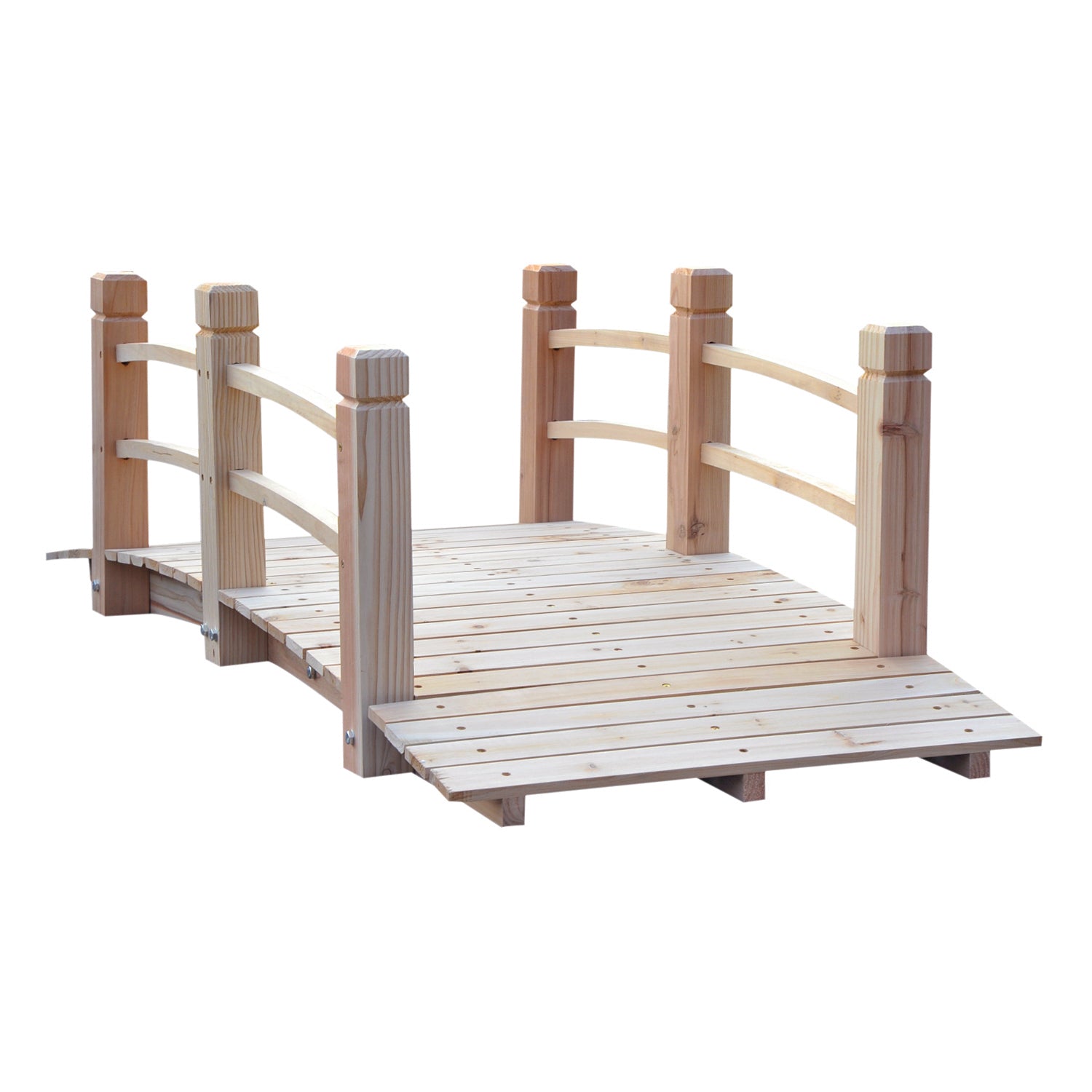 Garden Bridge Wooden Bridge Footbridge Pond Bridge Decorative Bridge with Railing up to 180 kg Pine Wood Natural 152.5 x 67 x 48 cm
