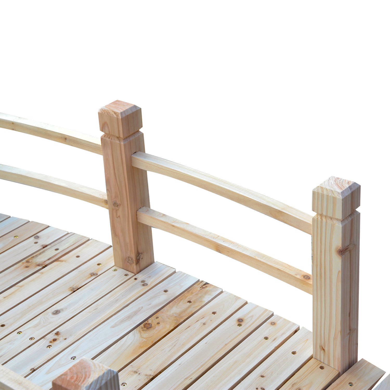 Garden Bridge Wooden Bridge Footbridge Pond Bridge Decorative Bridge with Railing up to 180 kg Pine Wood Natural 152.5 x 67 x 48 cm