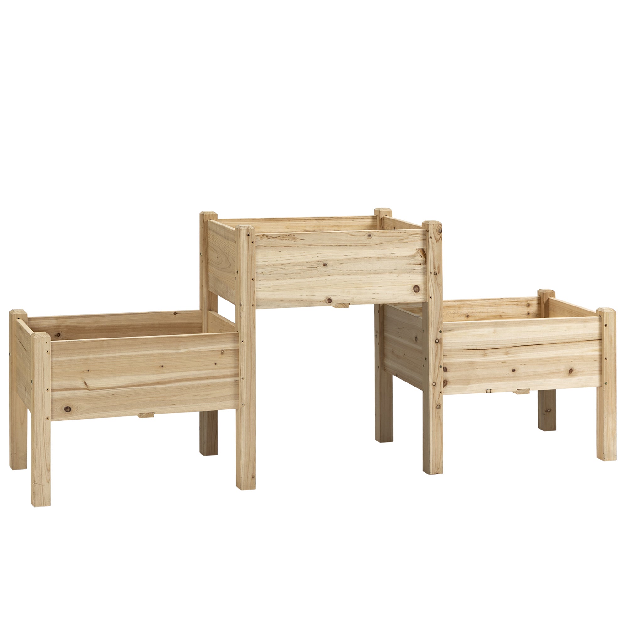 Triple-Tiered Raised Garden Bed with 3 Double-Level Containers 184L x 45W x 80H cm Pre-Oiled Fir Wood Inserts for Irrigation