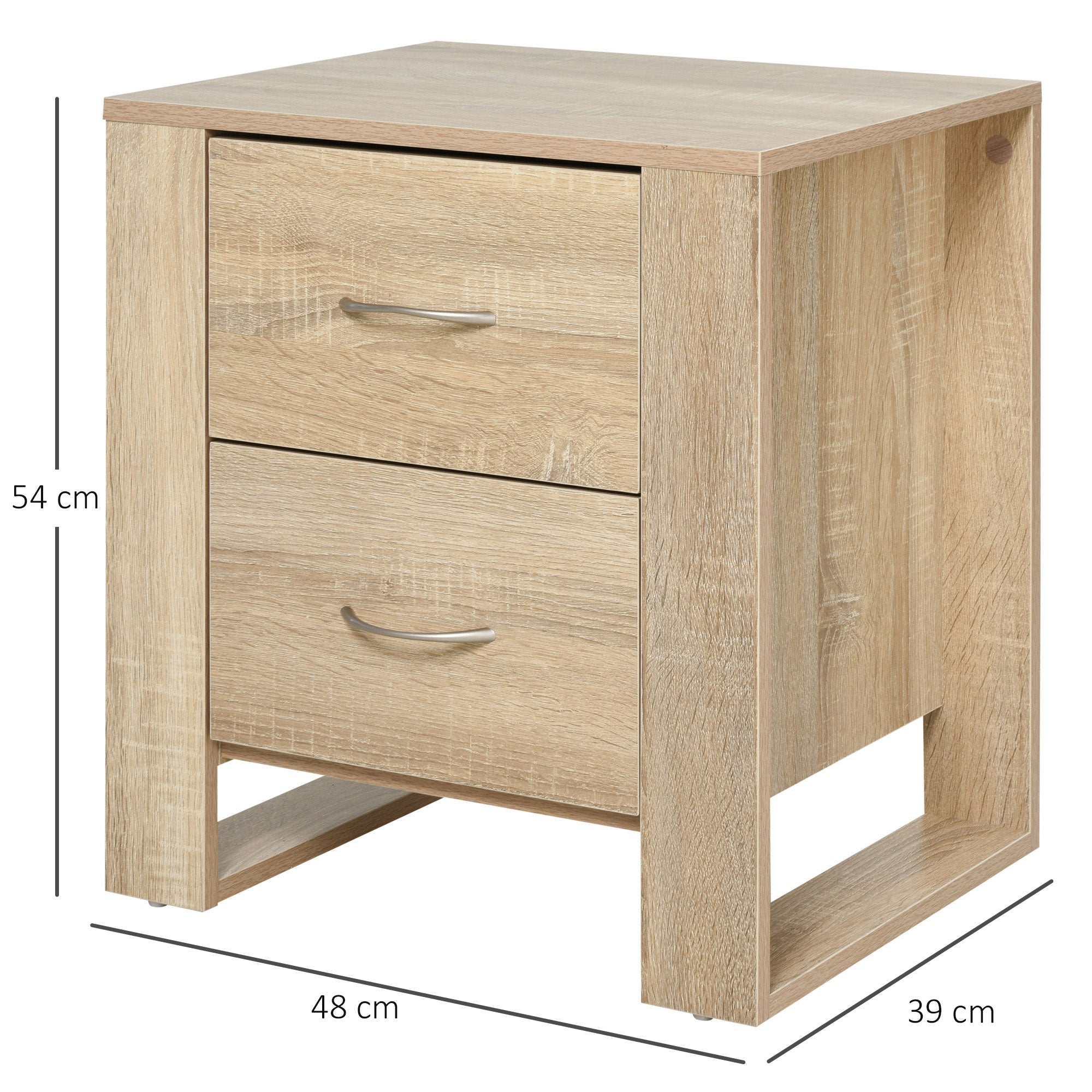 Nightstand Bedside Table with Drawers and Modern Style Side Table for Bedroom Living Room 48x39x54 cm Natural