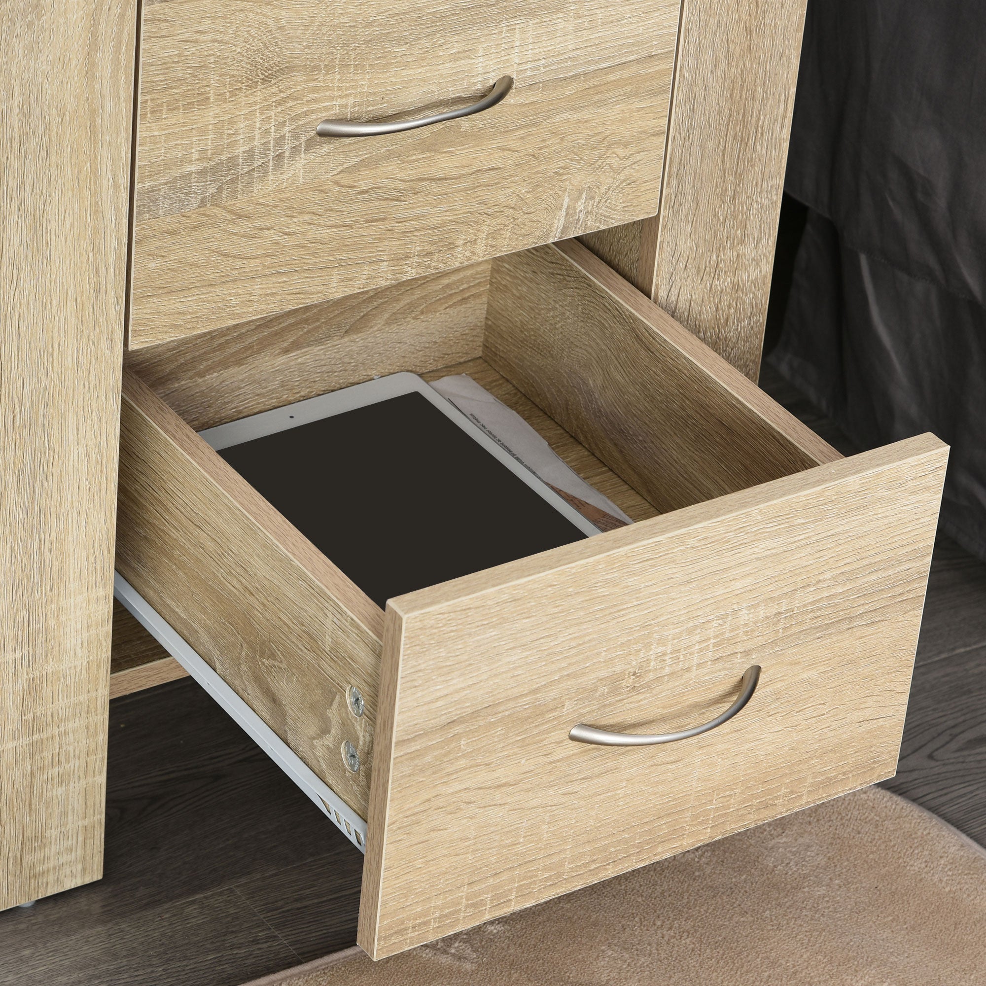 Nightstand Bedside Table with Drawers and Modern Style Side Table for Bedroom Living Room 48x39x54 cm Natural