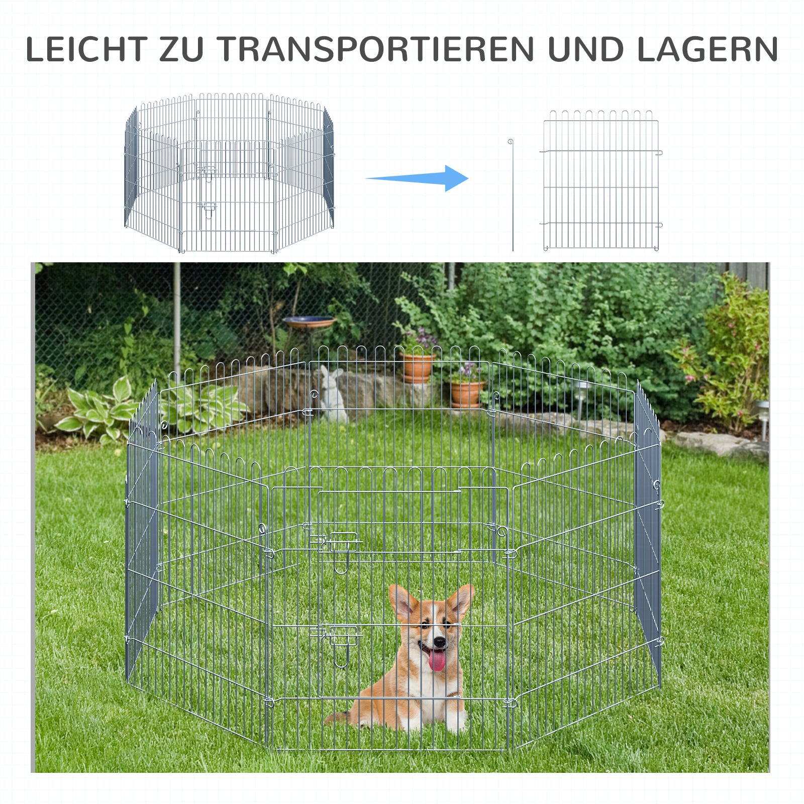 Puppy Playpen Puppy Enclosure Puppy Fence Playpen Puppy Gate for Pets 8-piece W63 x H76 cm