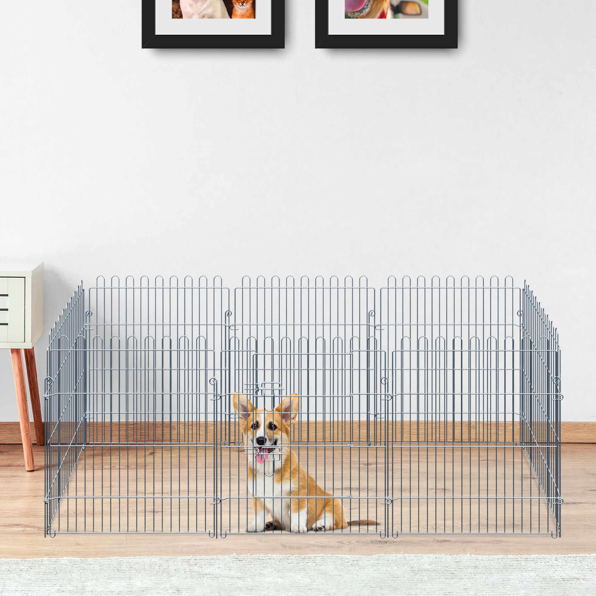 Puppy Playpen Puppy Enclosure Puppy Fence Playpen Puppy Gate for Pets 8-piece W63 x H76 cm