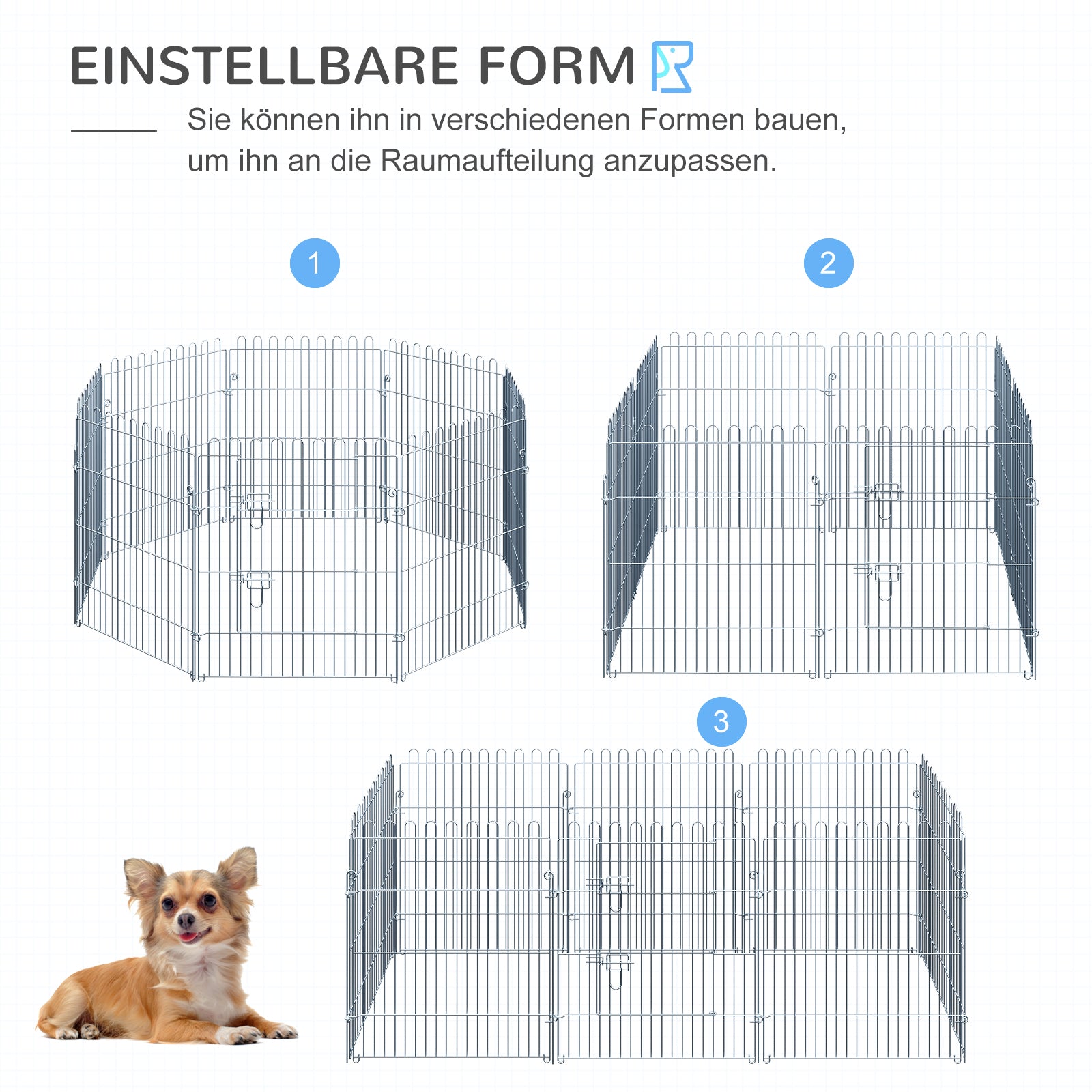 Puppy Playpen Puppy Enclosure Puppy Fence Playpen Puppy Gate for Pets 8-piece W63 x H76 cm