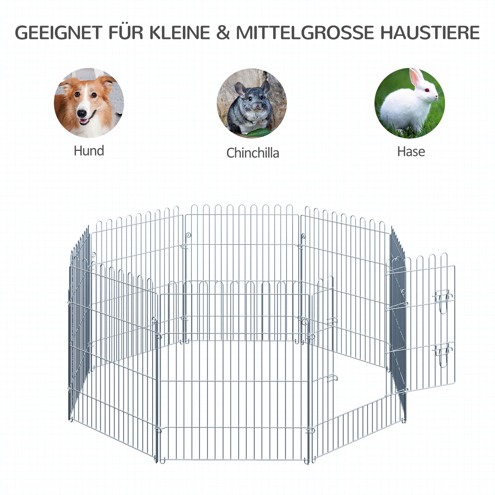 Puppy Playpen Puppy Enclosure Puppy Fence Playpen Puppy Gate for Pets 8-piece W63 x H76 cm