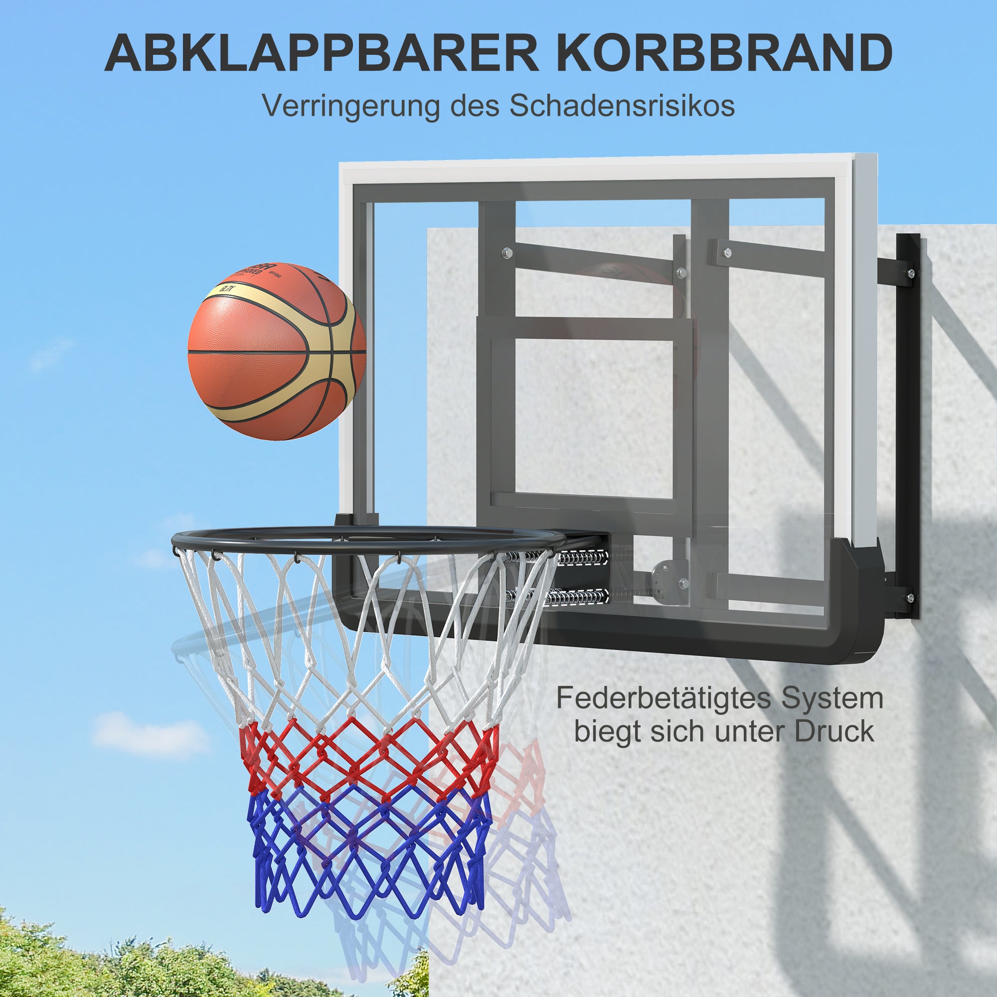 SPORTNOW Basketball Hoop with Backboard, Indoor & Outdoor, Basketball Board with Ø45 cm Steel Hoop and Net, Wall Mounted, Basketball Board for Kids Teenagers Adults, Black
