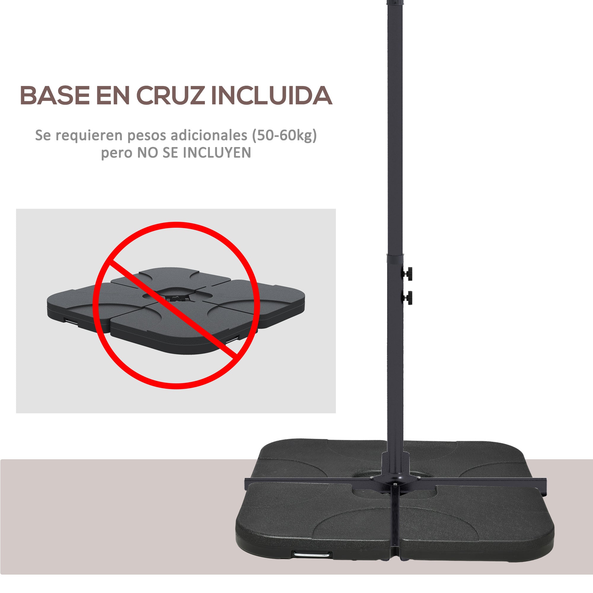 Offset Umbrella 294x193 cm Garden Umbrella with Cross Base and Crank Waterproof UV Protection Umbrella for Terrace Patio Brown