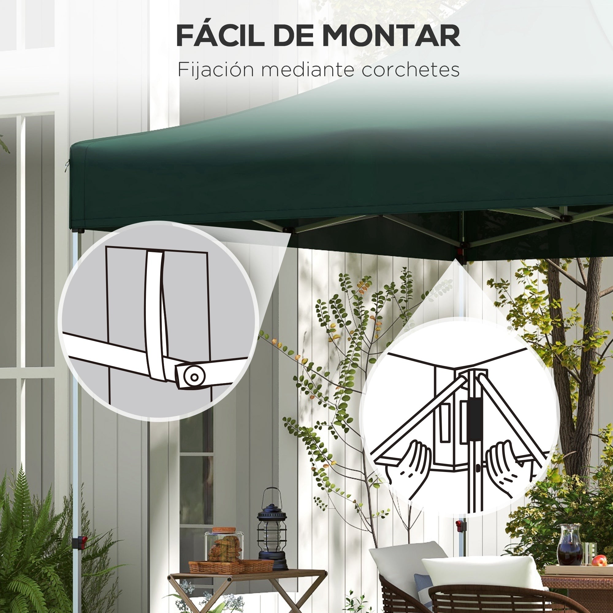 Gazebo Roof for Celebrations 3x3 m Replacement Canopy for Folding Gazebo made of Dark Green Oxford Fabric with Pointed Waterproof and Anti-UV Roof